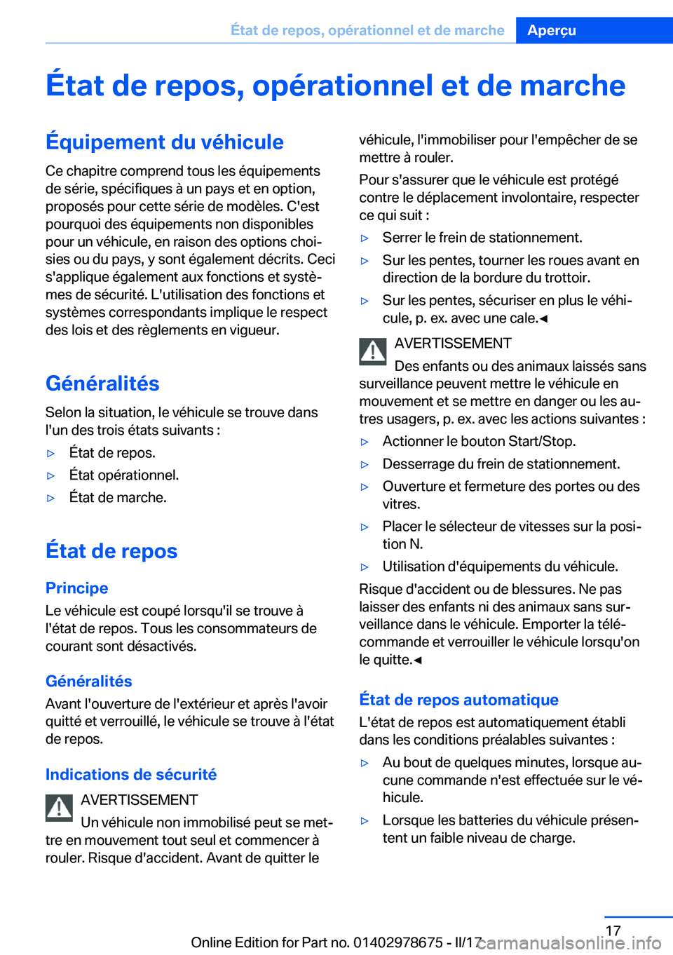 BMW 5 SERIES 2017  Notices Demploi (in French) �