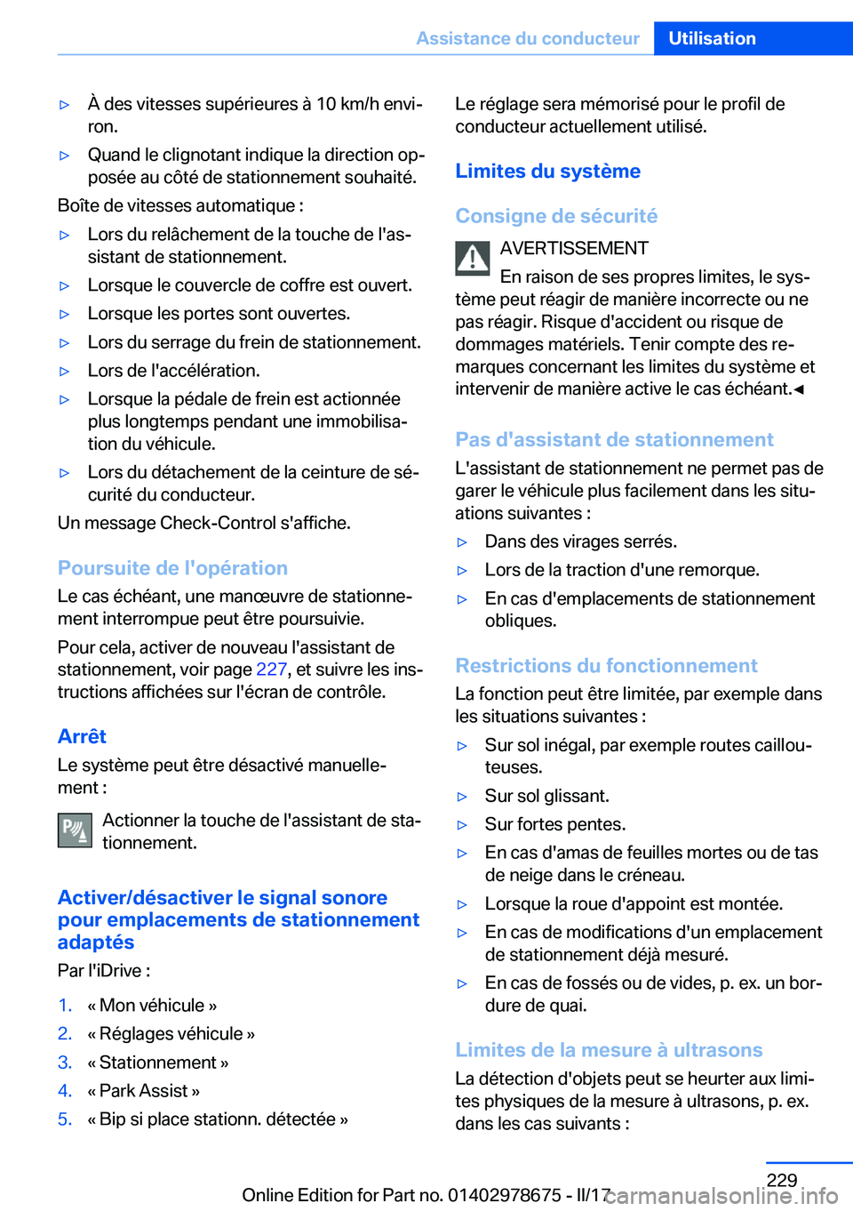 BMW 5 SERIES 2017  Notices Demploi (in French) 'y�