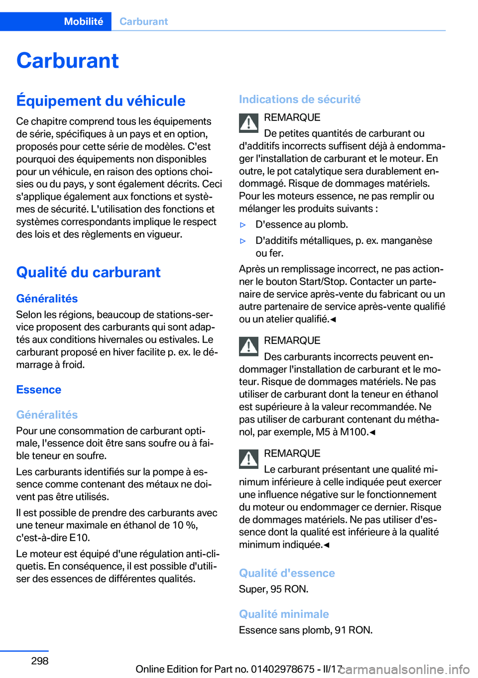 BMW 5 SERIES 2017  Notices Demploi (in French) �C�a�r�b�u�r�a�n�t�