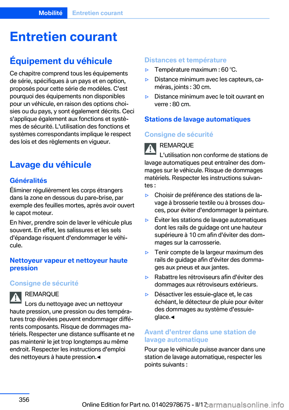 BMW 5 SERIES 2017  Notices Demploi (in French) �E�n�t�r�e�t�i�e�n��c�o�u�r�a�n�t�