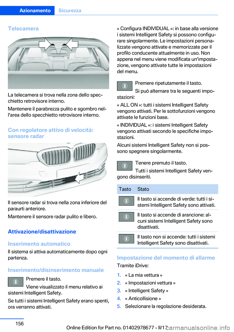 BMW 5 SERIES 2017  Libretti Di Uso E manutenzione (in Italian) �T�e�l�e�c�a�m�e�r�a
�L�a� �t�e�l�e�c�a�m�e�r�a� �s�i� �t�r�o�v�a� �n�e�l�l�a� �z�o�n�a� �d�e�l�l�o� �s�p�e�cª�c�h�i�e�t�t�o� �r�e�t�r�o�v�i�s�o�r�e� �i�n�t�e�r�n�o�.
�M�a�n�t�e�n�e�r�e� �i�l� �p�a�