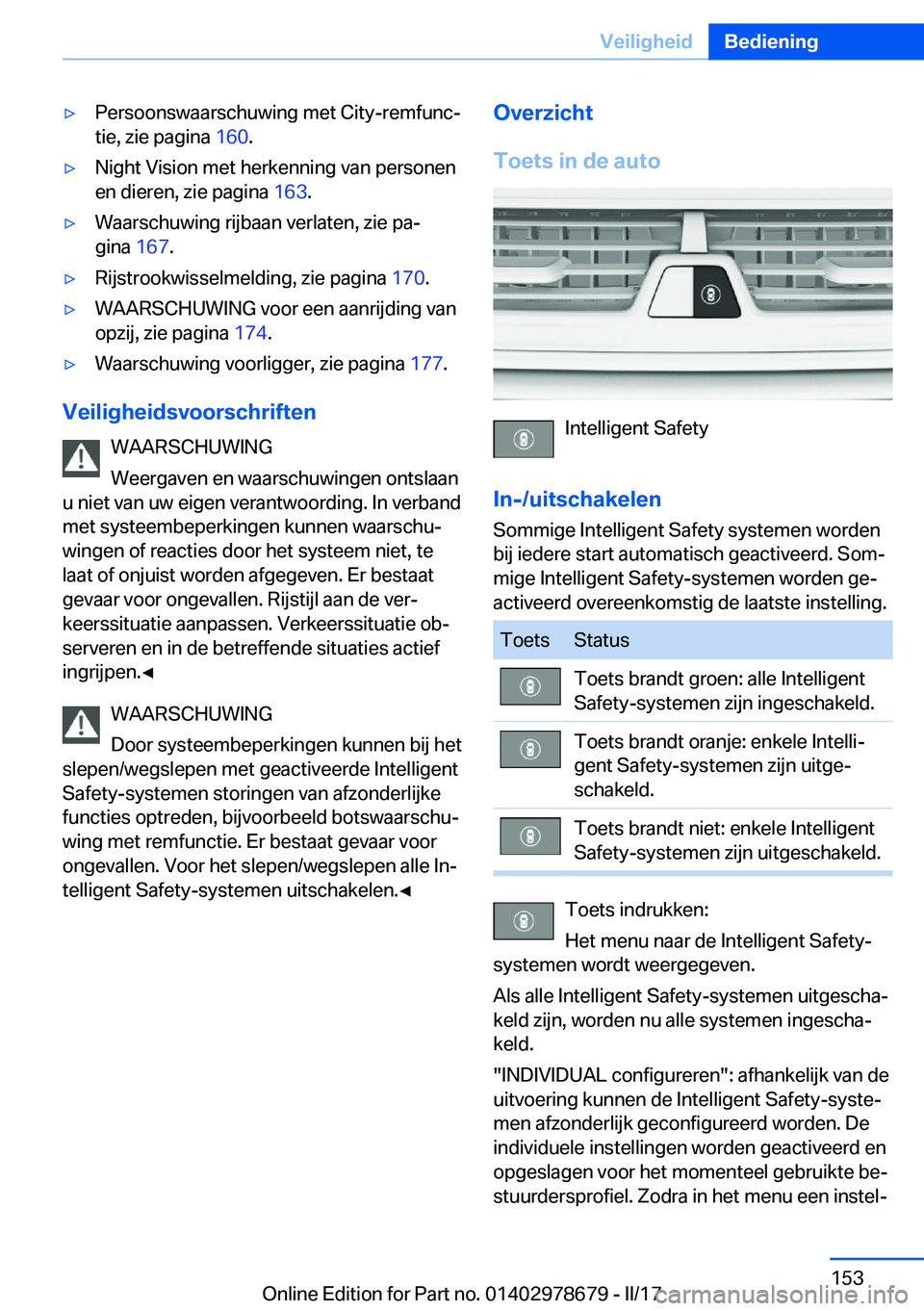 BMW 5 SERIES 2017  Instructieboekjes (in Dutch) 'y�P�e�r�s�o�o�n�s�w�a�a�r�s�c�h�u�w�i�n�g� �m�e�t� �C�i�t�y�-�r�e�m�f�u�n�cj�t�i�e�,� �z�i�e� �p�a�g�i�n�a�  �1�6�0�.'y�N�i�g�h�t� �V�i�s�i�o�n� �m�e�t� �h�e�r�k�e�n�n�i�n�g� �v�a�n� �p�e�r�
