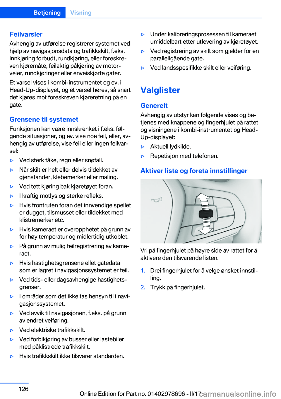 BMW 5 SERIES 2017  InstruksjonsbØker (in Norwegian) �F�e�i�l�v�a�r�s�l�e�r
�A�v�h�e�n�g�i�g� �a�v� �u�t�f�