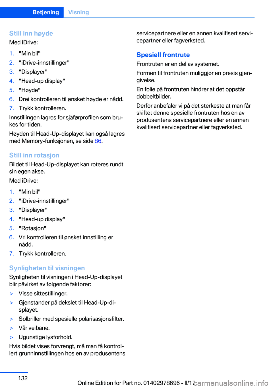 BMW 5 SERIES 2017  InstruksjonsbØker (in Norwegian) �S�t�i�l�l��i�n�n��h�