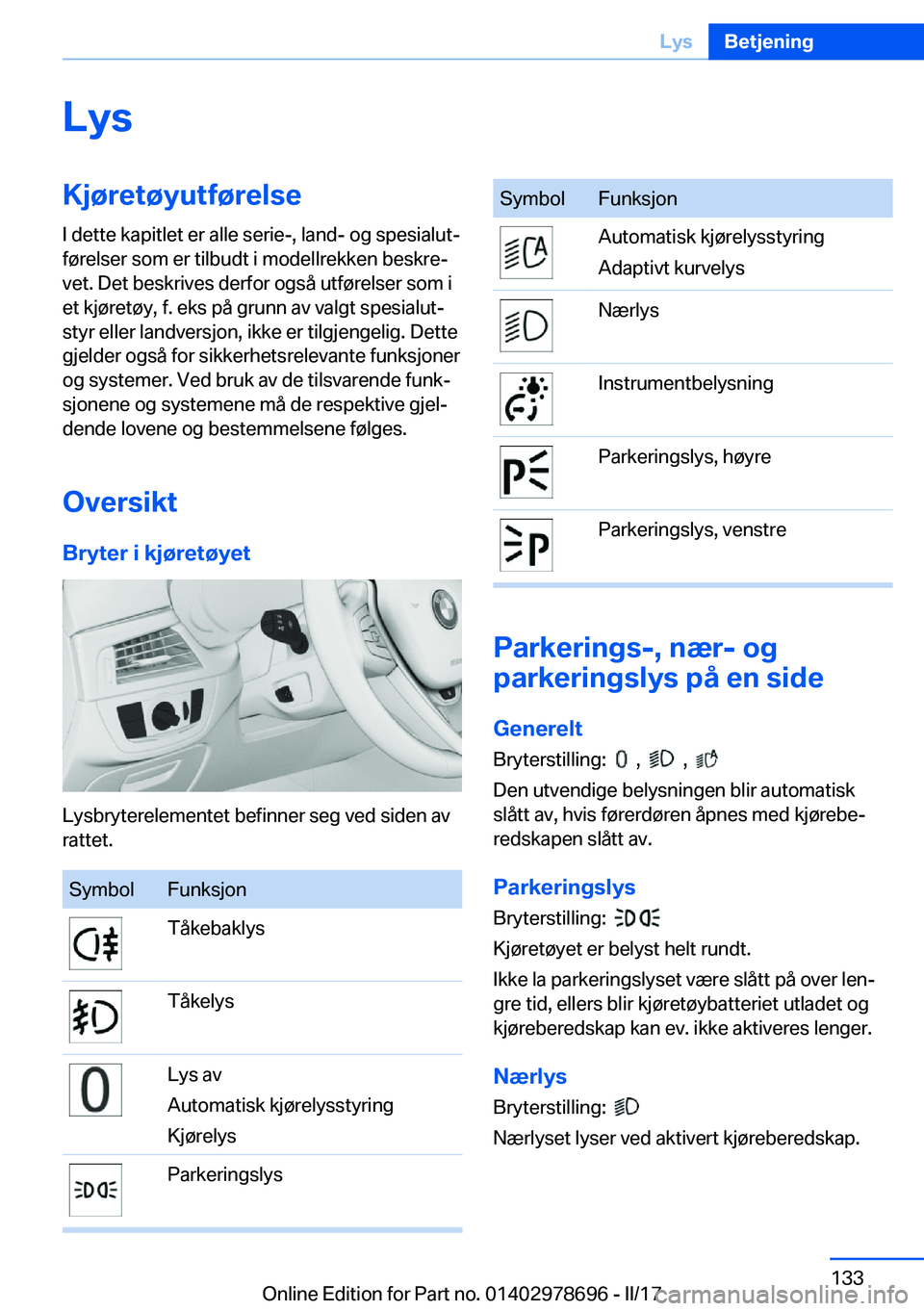 BMW 5 SERIES 2017  InstruksjonsbØker (in Norwegian) �L�y�s�K�j�