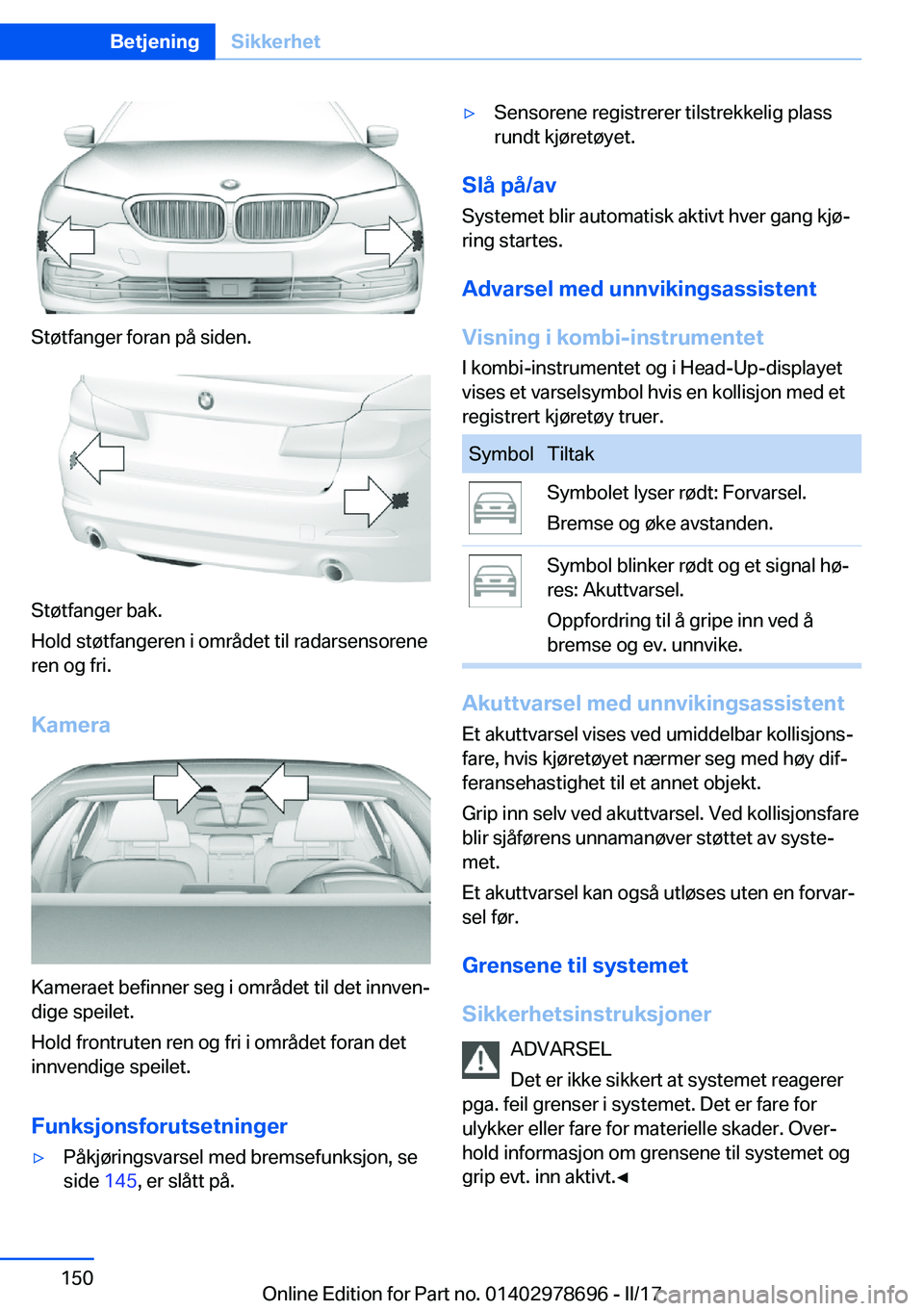 BMW 5 SERIES 2017  InstruksjonsbØker (in Norwegian) �S�t�