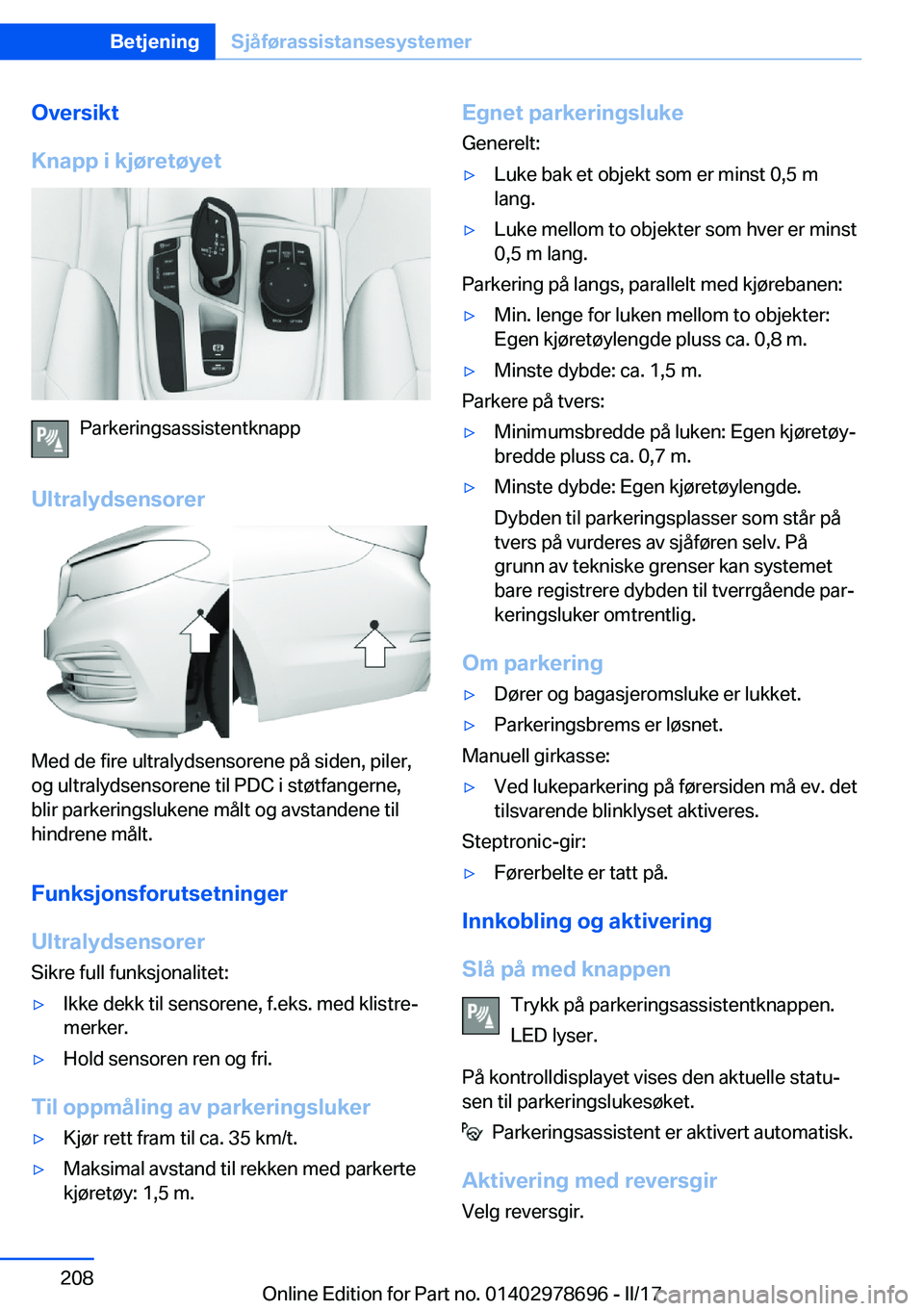 BMW 5 SERIES 2017  InstruksjonsbØker (in Norwegian) �O�v�e�r�s�i�k�t
�K�n�a�p�p��i��k�j�