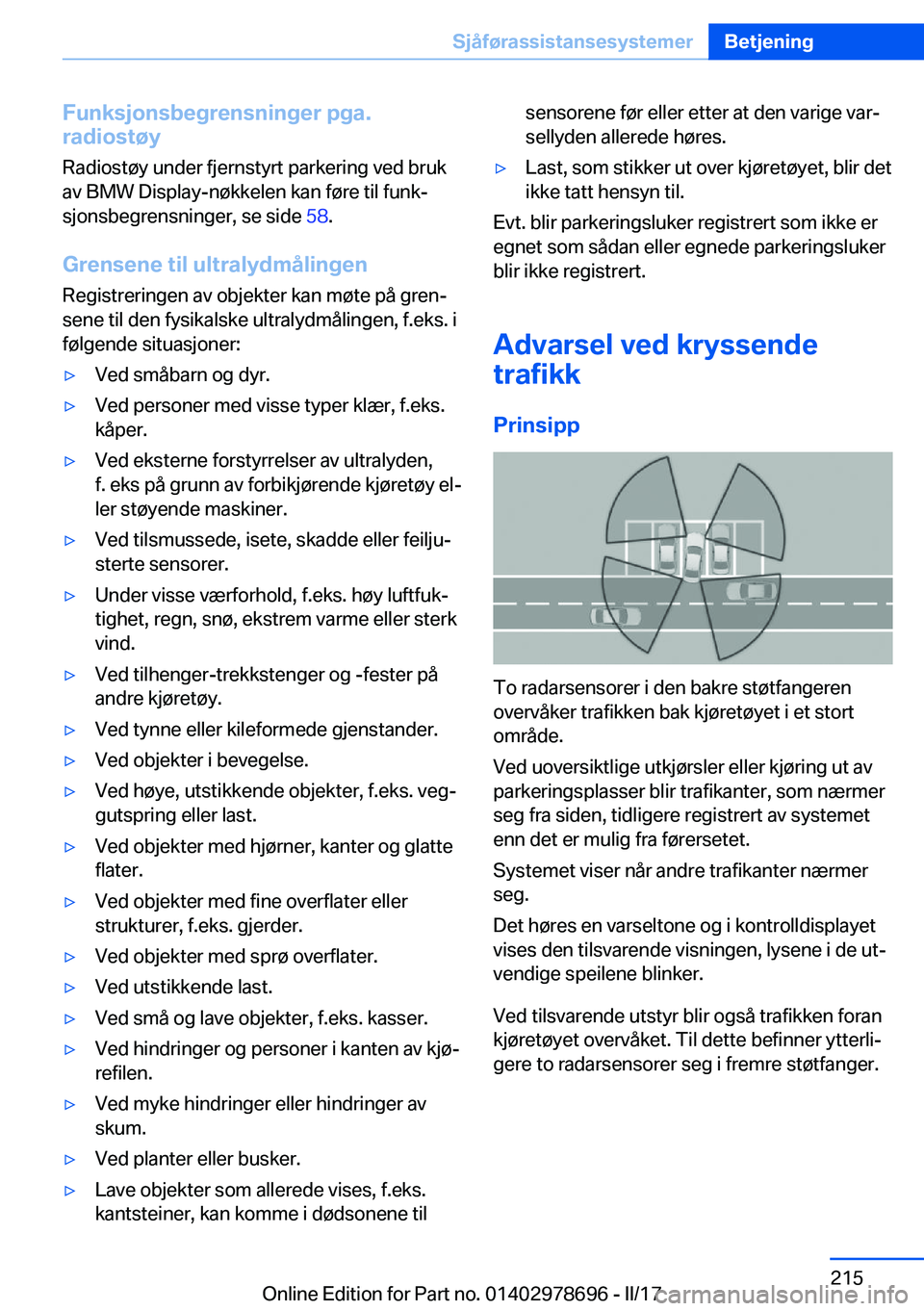 BMW 5 SERIES 2017  InstruksjonsbØker (in Norwegian) �F�u�n�k�s�j�o�n�s�b�e�g�r�e�n�s�n�i�n�g�e�r��p�g�a�.
�r�a�d�i�o�s�t�