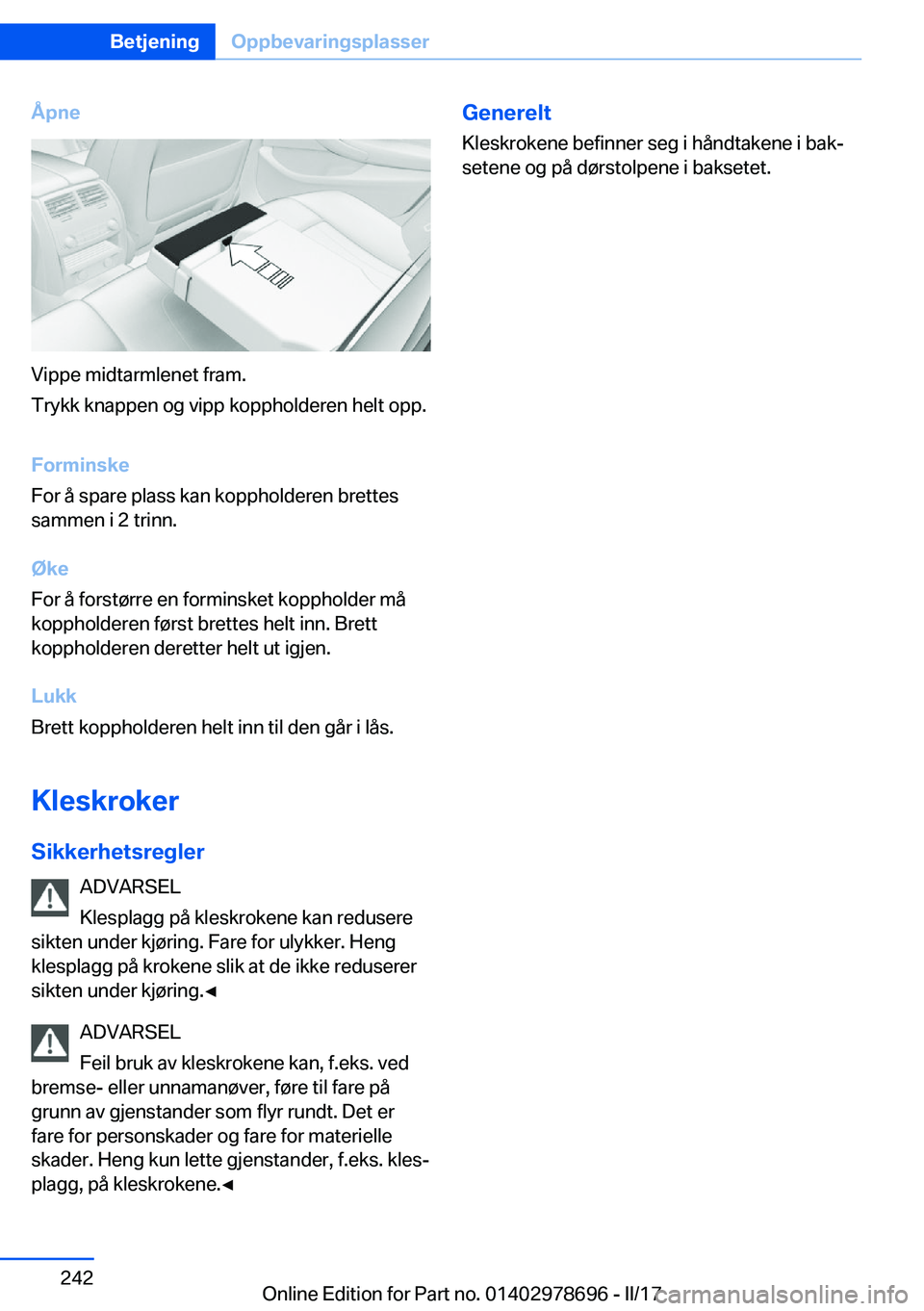 BMW 5 SERIES 2017  InstruksjonsbØker (in Norwegian) �