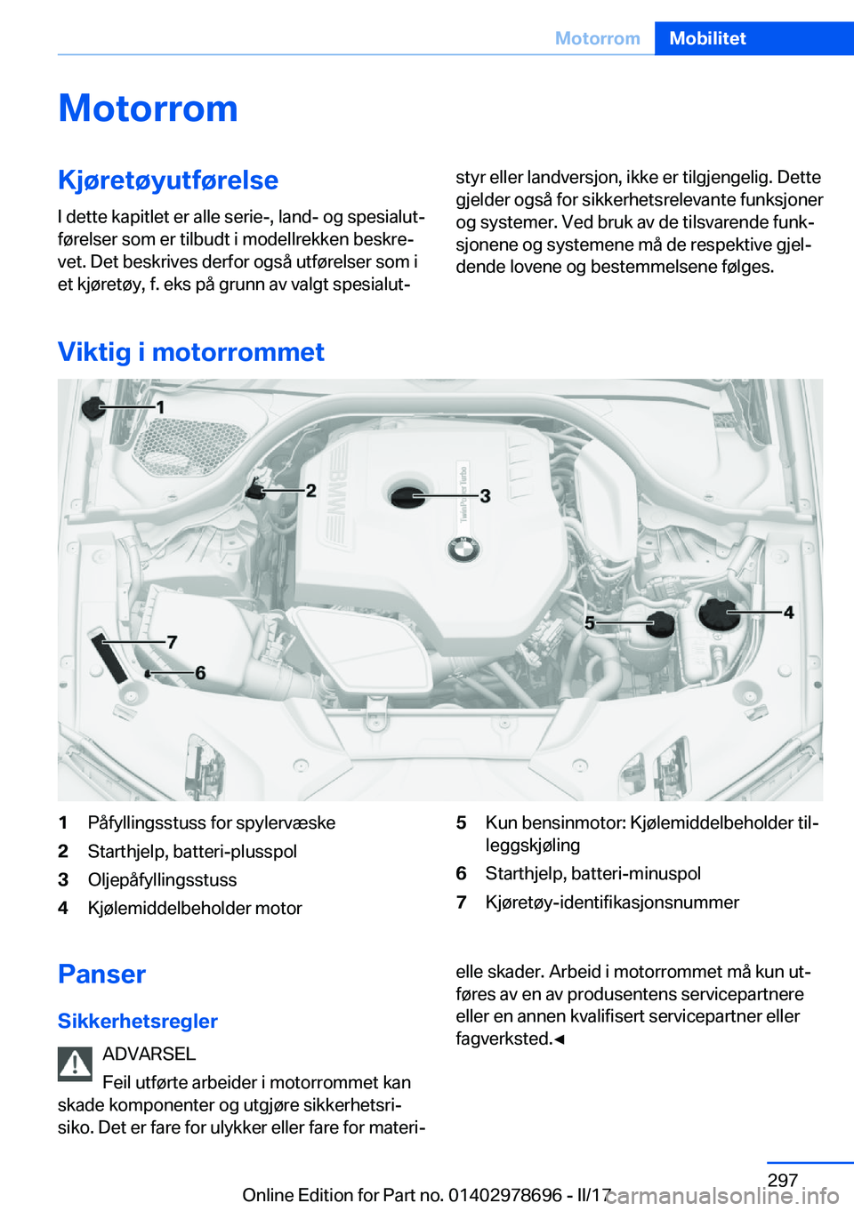 BMW 5 SERIES 2017  InstruksjonsbØker (in Norwegian) �M�o�t�o�r�r�o�m�K�j�