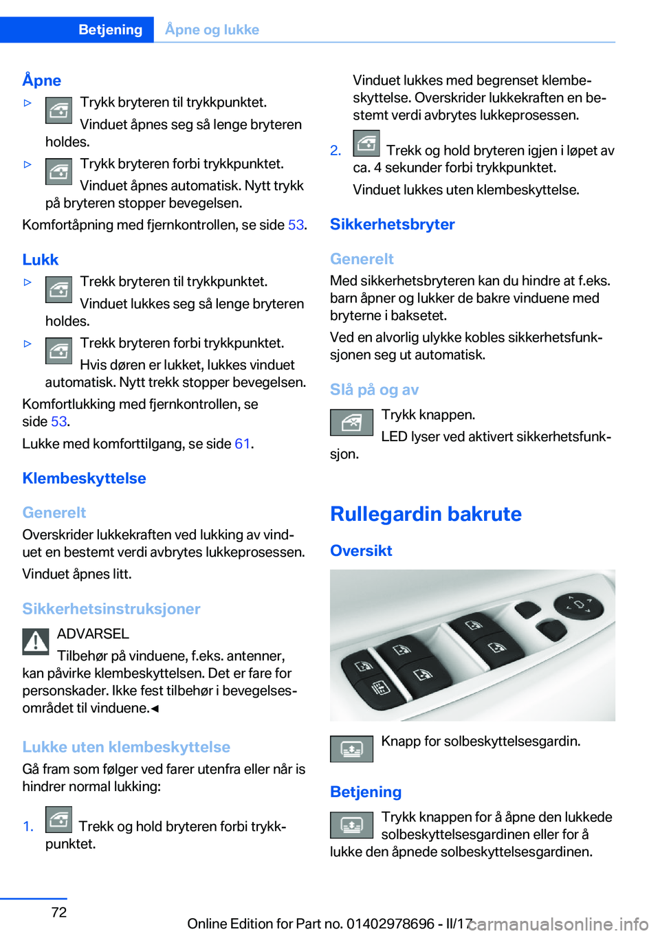 BMW 5 SERIES 2017  InstruksjonsbØker (in Norwegian) �