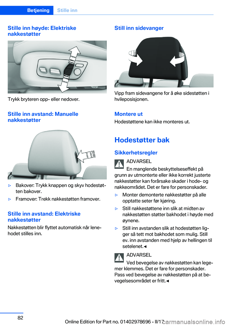 BMW 5 SERIES 2017  InstruksjonsbØker (in Norwegian) �S�t�i�l�l�e��i�n�n��h�