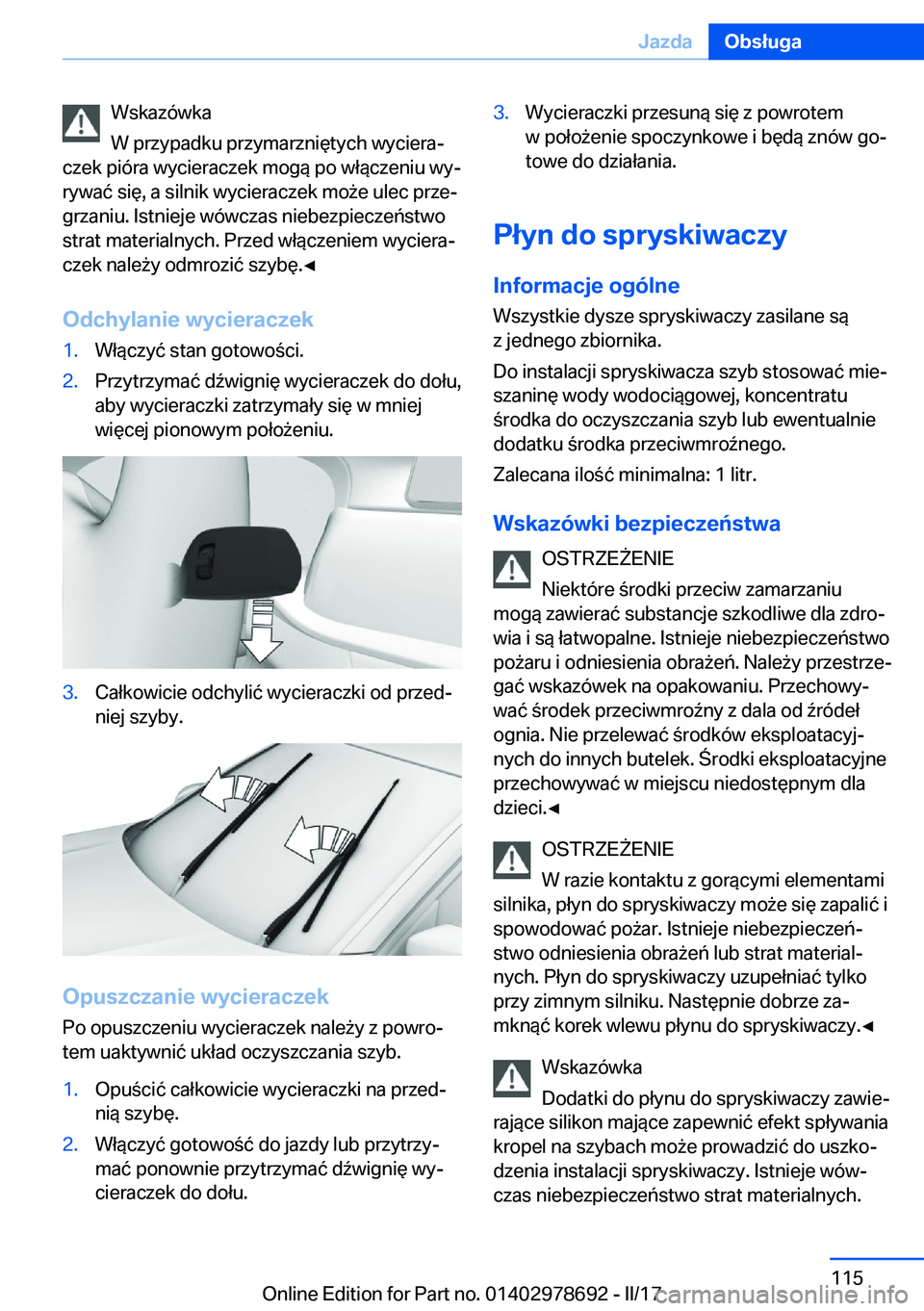 BMW 5 SERIES 2017  Instrukcja obsługi (in Polish) �W�s�k�a�z�