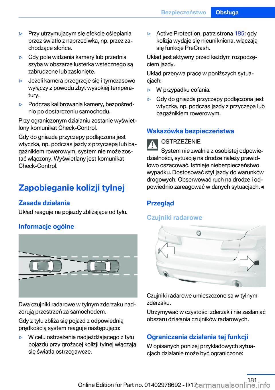 BMW 5 SERIES 2017  Instrukcja obsługi (in Polish) 'y�P�r�z�y� �u�t�r�z�y�m�u�j�
