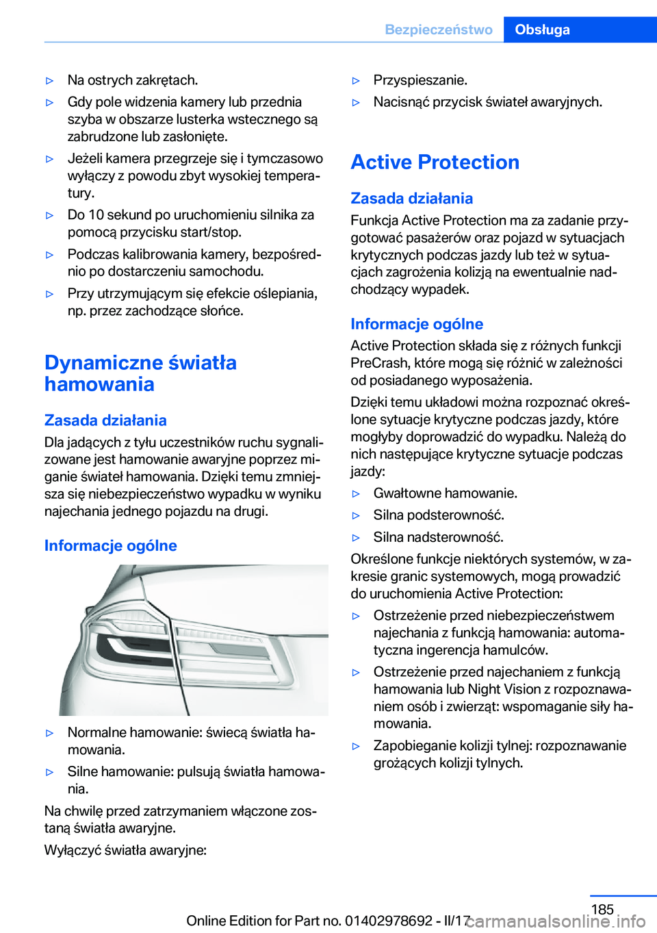 BMW 5 SERIES 2017  Instrukcja obsługi (in Polish) 'y�N�a� �o�s�t�r�y�c�h� �z�a�k�r�