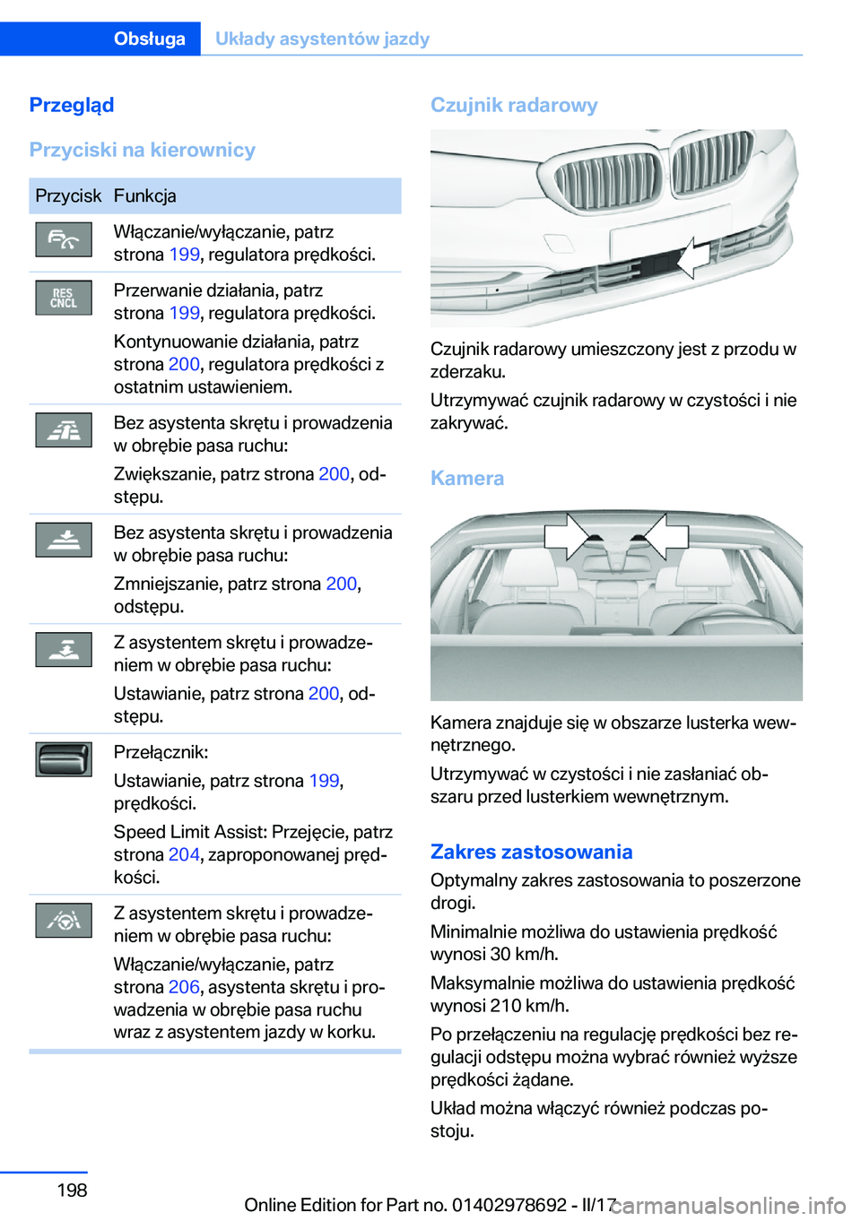 BMW 5 SERIES 2017  Instrukcja obsługi (in Polish) �P�r�z�e�g�l�