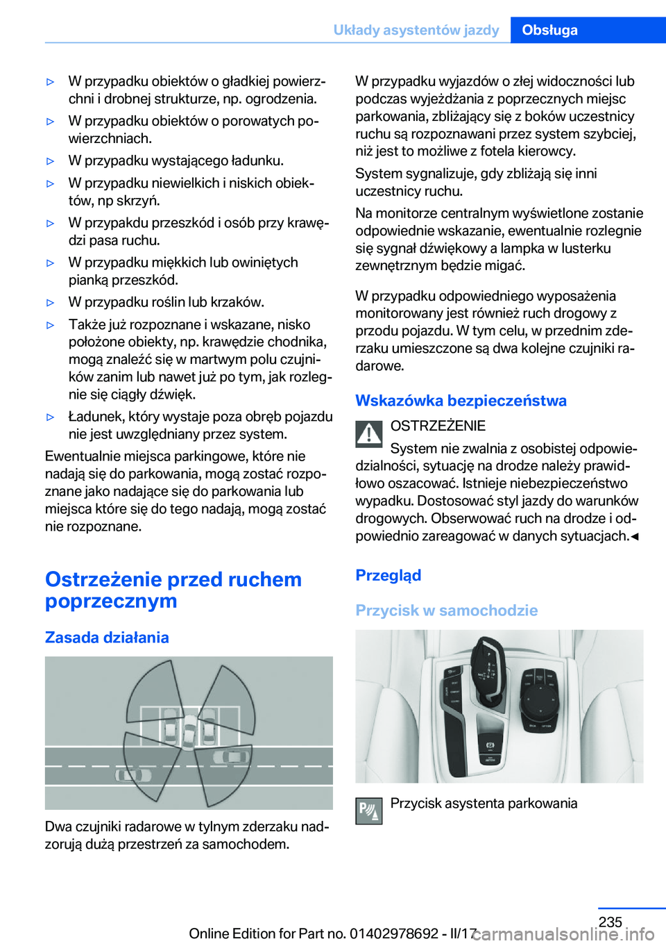 BMW 5 SERIES 2017  Instrukcja obsługi (in Polish) 'y�W� �p�r�z�y�p�a�d�k�u� �o�b�i�e�k�t�