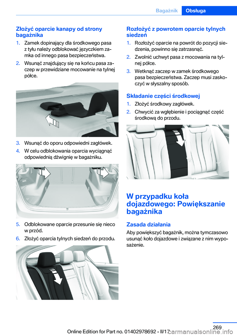 BMW 5 SERIES 2017  Instrukcja obsługi (in Polish) �Z�ł�o9�y�