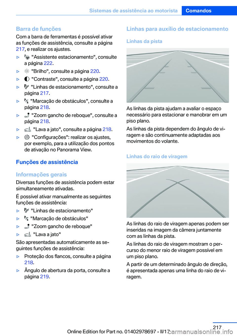 BMW 5 SERIES 2017  Manual do condutor (in Portuguese) �B�a�r�r�a��d�e��f�u�n�