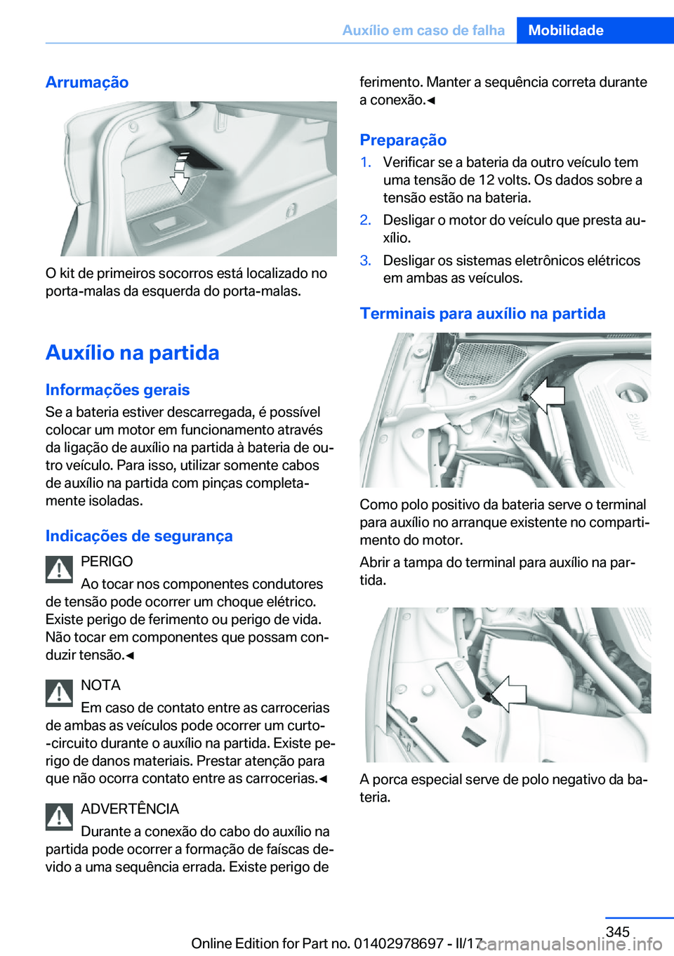 BMW 5 SERIES 2017  Manual do condutor (in Portuguese) �A�r�r�u�m�a�