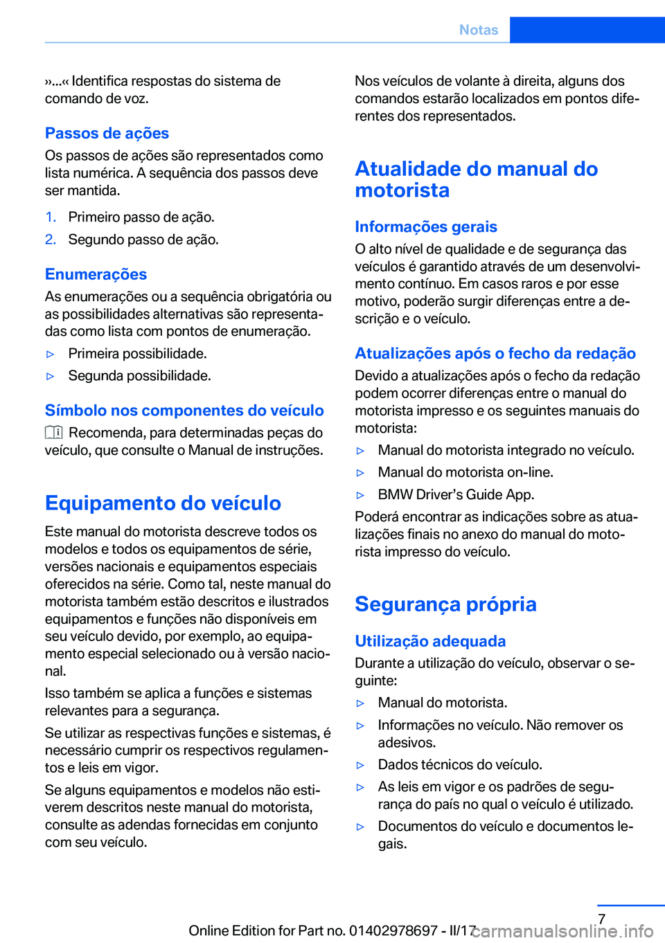 BMW 5 SERIES 2017  Manual do condutor (in Portuguese) 