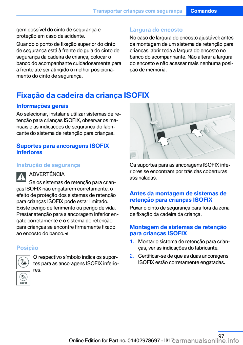 BMW 5 SERIES 2017  Manual do condutor (in Portuguese) �g�e�m� �p�o�s�s�