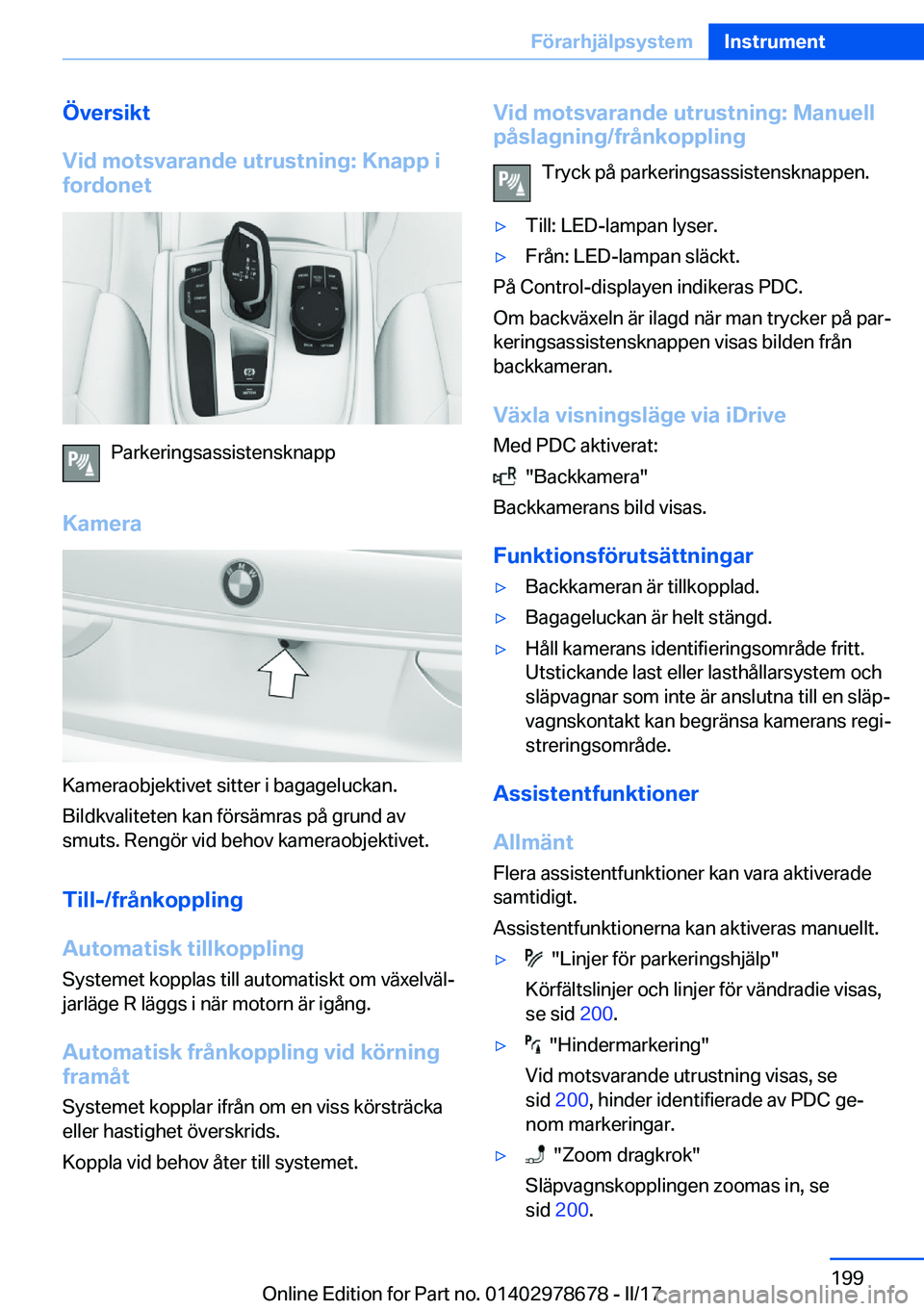 BMW 5 SERIES 2017  InstruktionsbÖcker (in Swedish) �