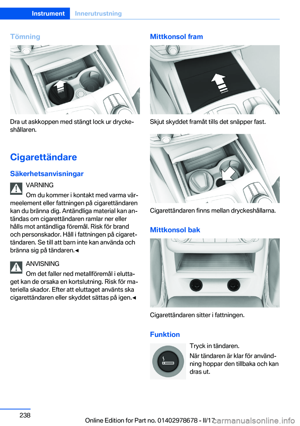 BMW 5 SERIES 2017  InstruktionsbÖcker (in Swedish) �T�