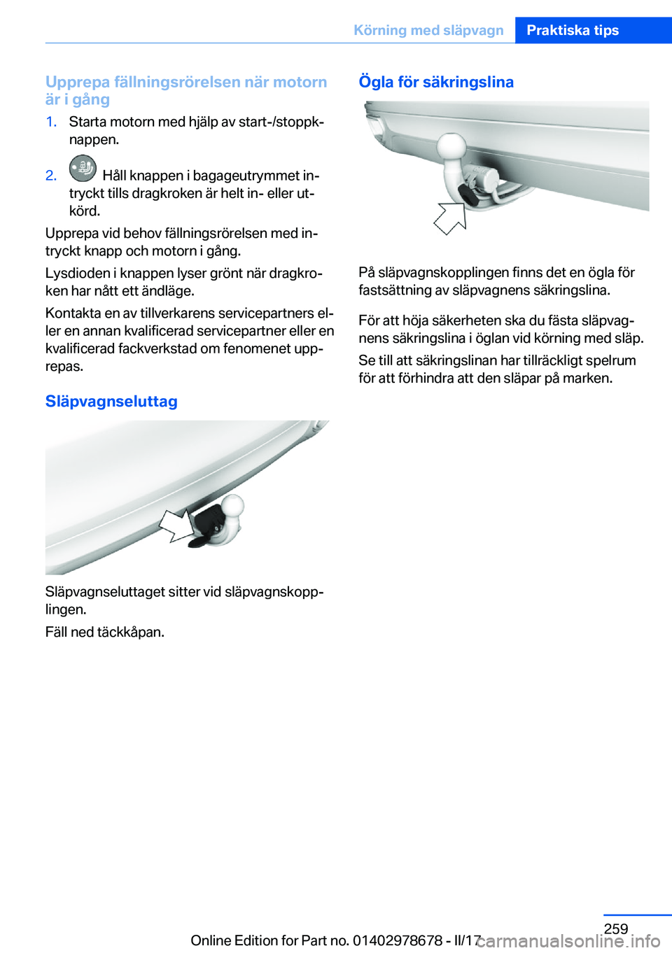 BMW 5 SERIES 2017  InstruktionsbÖcker (in Swedish) �U�p�p�r�e�p�a��f�ä�l�l�n�i�n�g�s�r�