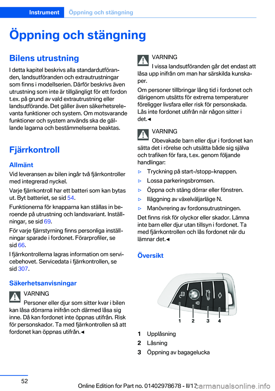 BMW 5 SERIES 2017  InstruktionsbÖcker (in Swedish) �