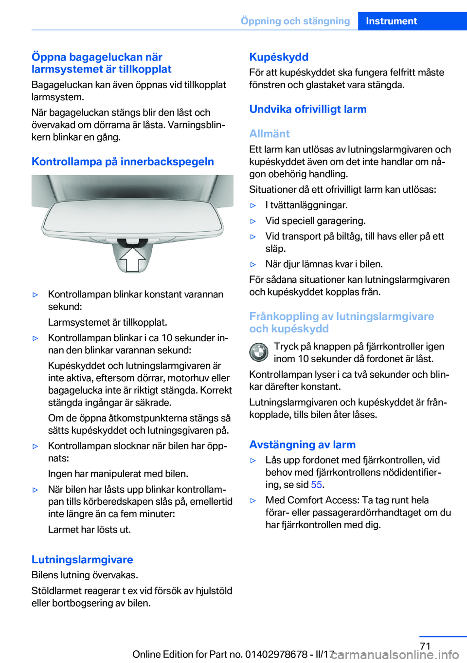 BMW 5 SERIES 2017  InstruktionsbÖcker (in Swedish) �