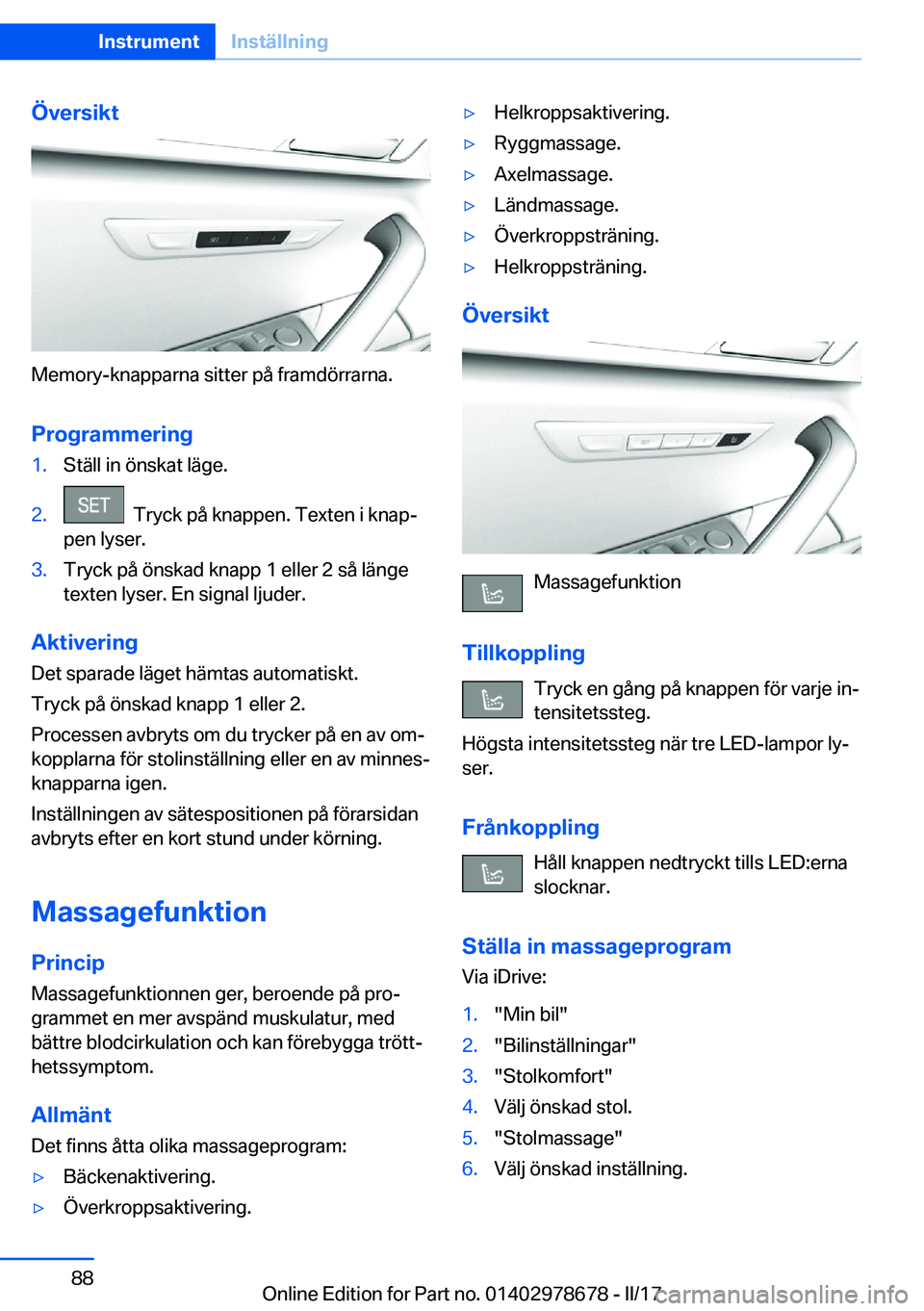 BMW 5 SERIES 2017  InstruktionsbÖcker (in Swedish) �