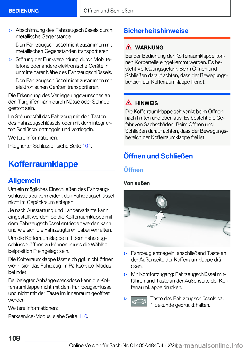 BMW 7 SERIES 2022  Betriebsanleitungen (in German) 'x�A�b�s�c�h�i�r�m�u�n�g��d�e�s��F�a�h�r�z�e�u�g�s�c�h�l�