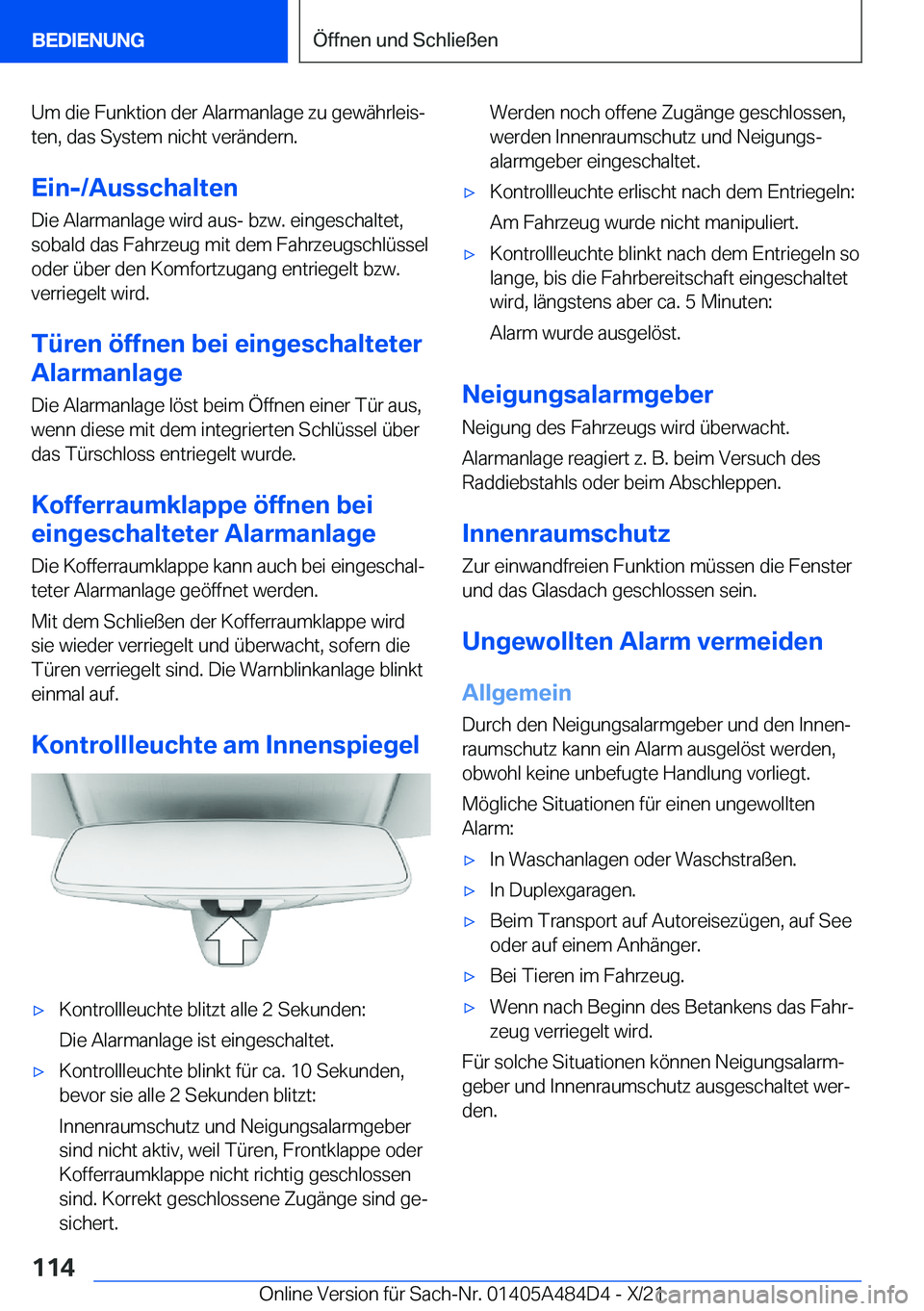 BMW 7 SERIES 2022  Betriebsanleitungen (in German) �U�m��d�i�e��F�u�n�k�t�i�o�n��d�e�r��A�l�a�r�m�a�n�l�a�g�e��z�u��g�e�w�