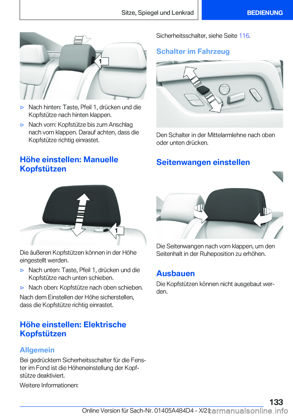 BMW 7 SERIES 2022  Betriebsanleitungen (in German) 'x�N�a�c�h��h�i�n�t�e�n�:��T�a�s�t�e�,��P�f�e�i�l��1�,��d�r�