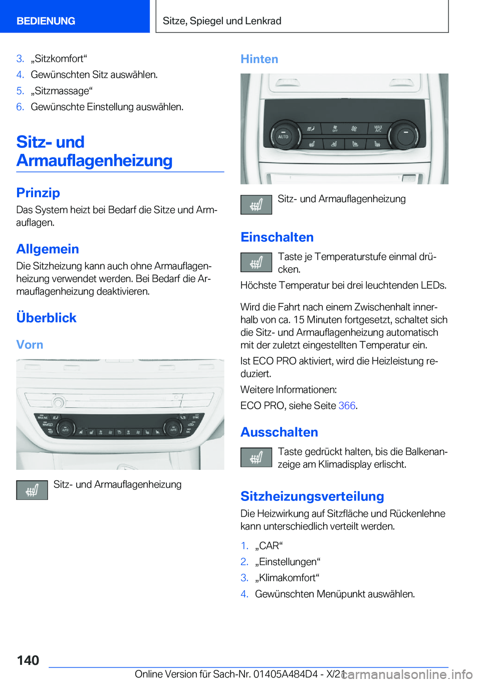 BMW 7 SERIES 2022  Betriebsanleitungen (in German) �3�.x�S�i�t�z�k�o�m�f�o�r�tv�4�.�G�e�w�