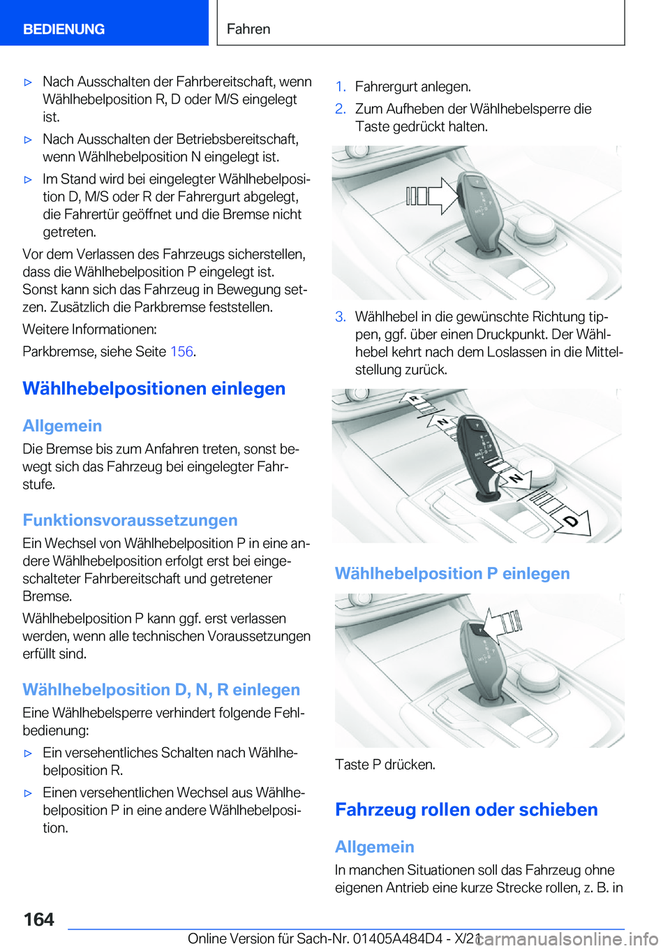 BMW 7 SERIES 2022  Betriebsanleitungen (in German) 'x�N�a�c�h��A�u�s�s�c�h�a�l�t�e�n��d�e�r��F�a�h�r�b�e�r�e�i�t�s�c�h�a�f�t�,��w�e�n�n�W�