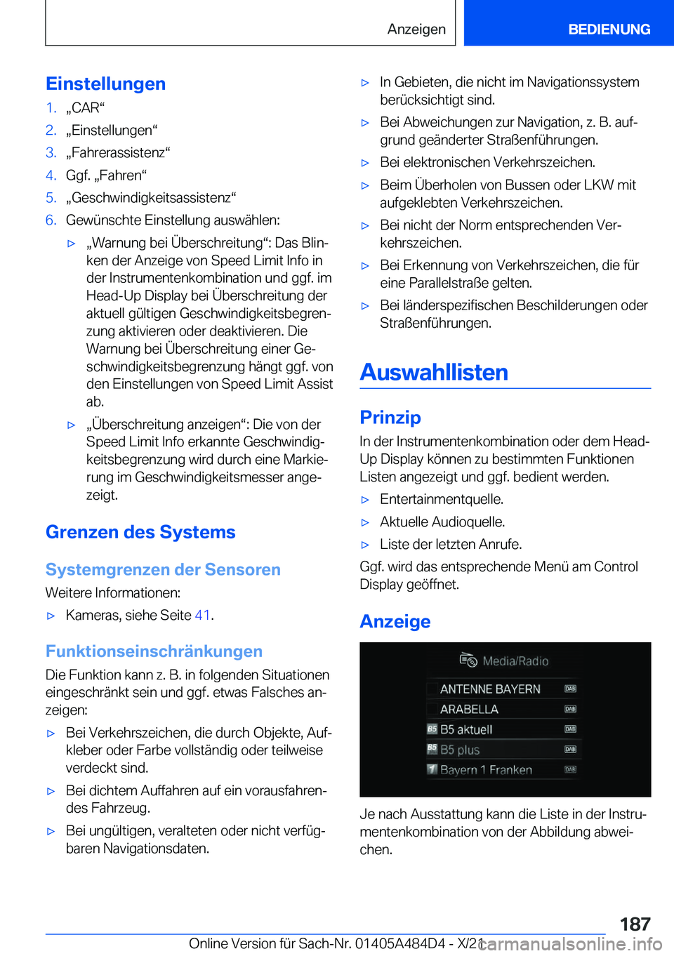 BMW 7 SERIES 2022  Betriebsanleitungen (in German) �E�i�n�s�t�e�l�l�u�n�g�e�n�1�.x�C�A�Rv�2�.x�E�i�n�s�t�e�l�l�u�n�g�e�nv�3�.x�F�a�h�r�e�r�a�s�s�i�s�t�e�n�zv�4�.�G�g�f�.�x�F�a�h�r�e�nv�5�.x�G�e�s�c�h�w�i�n�d�i�g�k�e�i�t�s�a�s�s�i�s�t�e�n�zv
