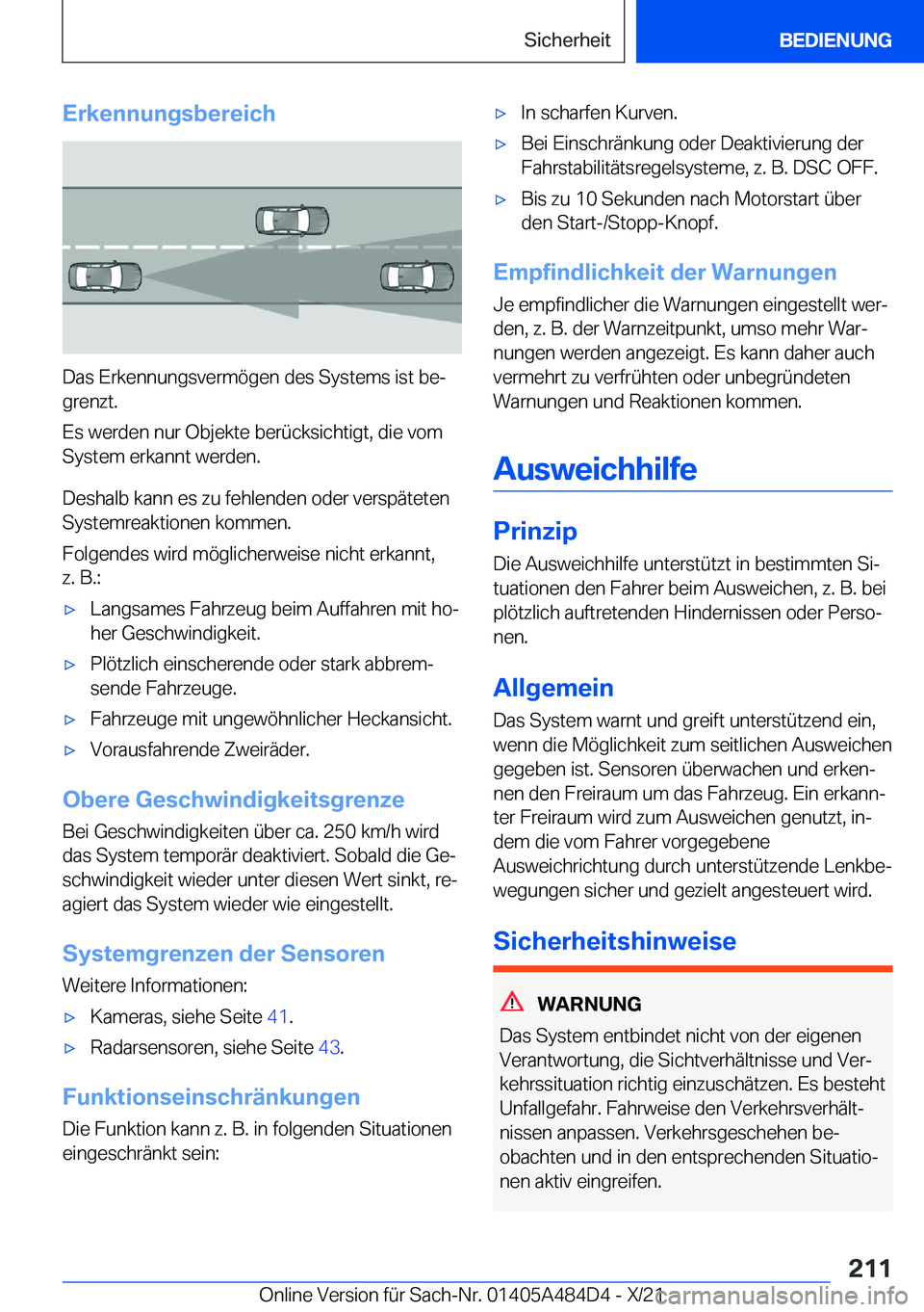 BMW 7 SERIES 2022  Betriebsanleitungen (in German) �E�r�k�e�n�n�u�n�g�s�b�e�r�e�i�c�h
�D�a�s��E�r�k�e�n�n�u�n�g�s�v�e�r�m�