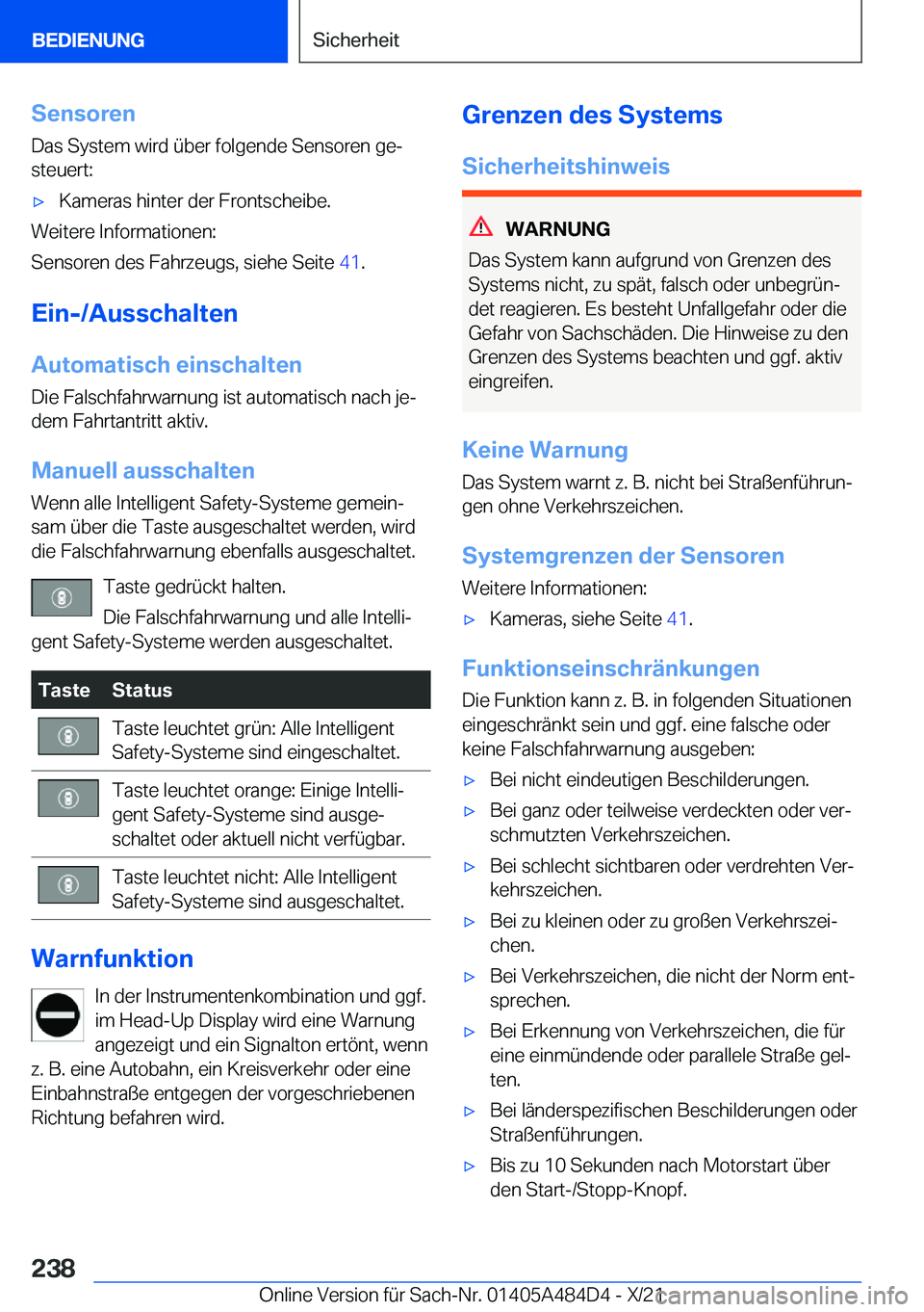 BMW 7 SERIES 2022  Betriebsanleitungen (in German) �S�e�n�s�o�r�e�n
�D�a�s��S�y�s�t�e�m��w�i�r�d��
