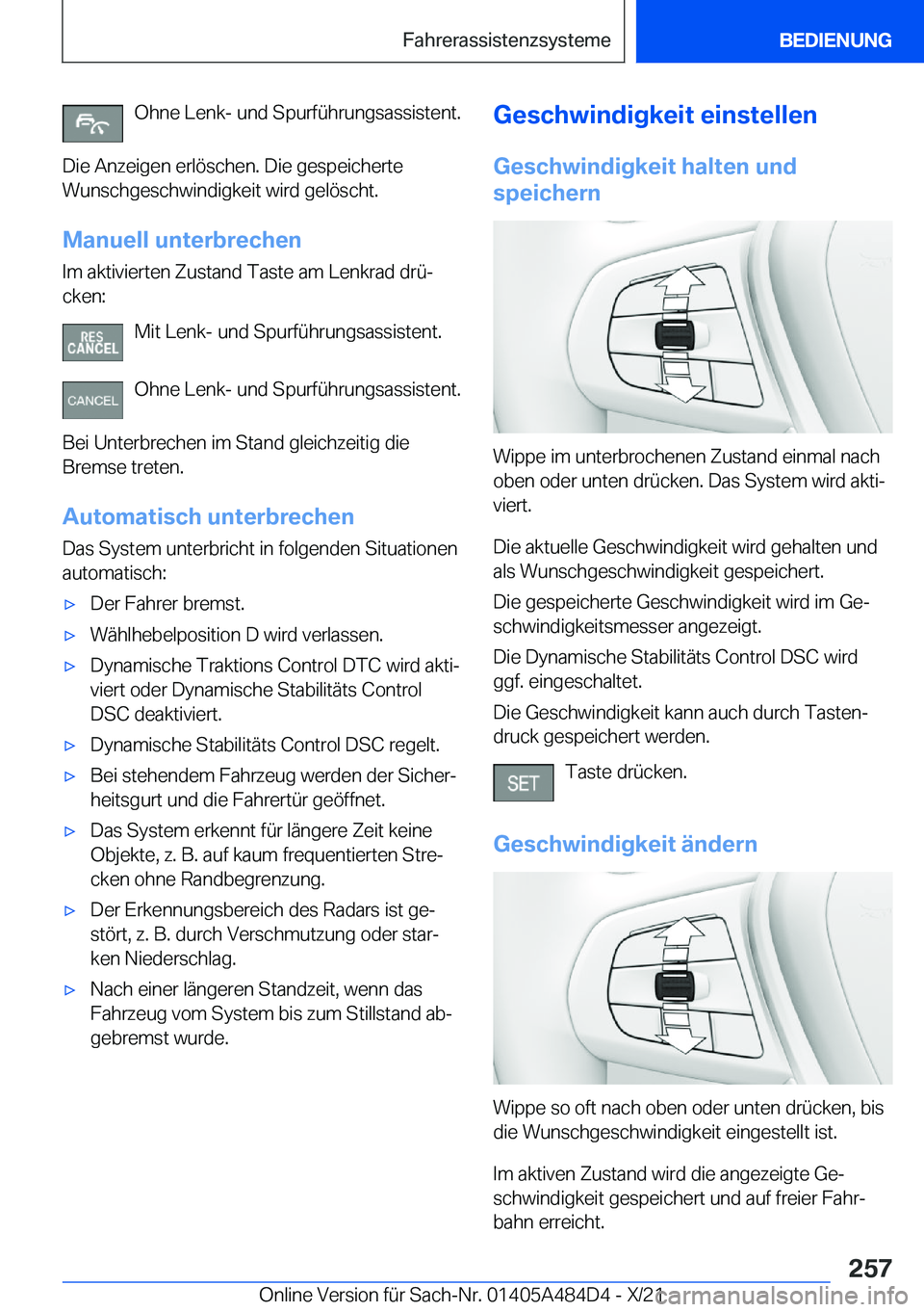 BMW 7 SERIES 2022  Betriebsanleitungen (in German) �O�h�n�e��L�e�n�k�-��u�n�d��S�p�u�r�f�