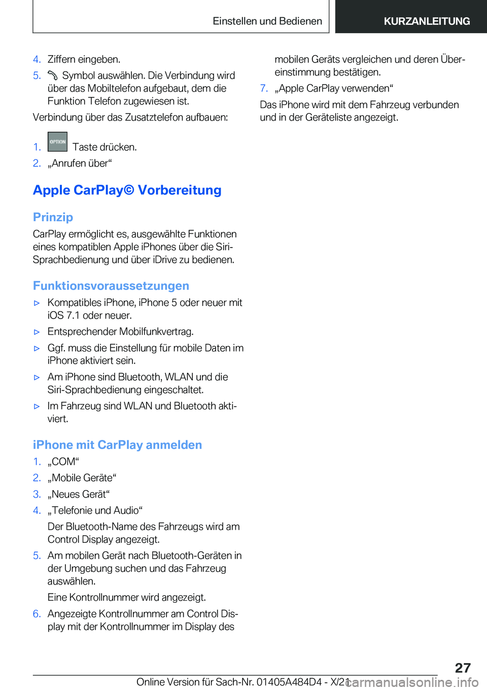 BMW 7 SERIES 2022  Betriebsanleitungen (in German) �4�.�Z�i�f�f�e�r�n��e�i�n�g�e�b�e�n�.�5�.���S�y�m�b�o�l��a�u�s�w�