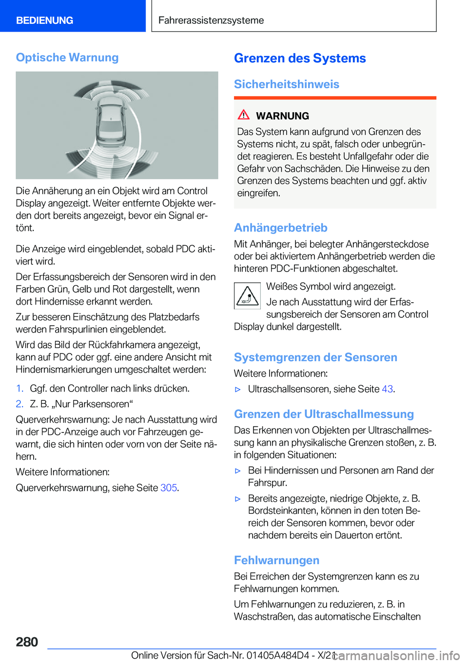 BMW 7 SERIES 2022  Betriebsanleitungen (in German) �O�p�t�i�s�c�h�e��W�a�r�n�u�n�g
�D�i�e��A�n�n�