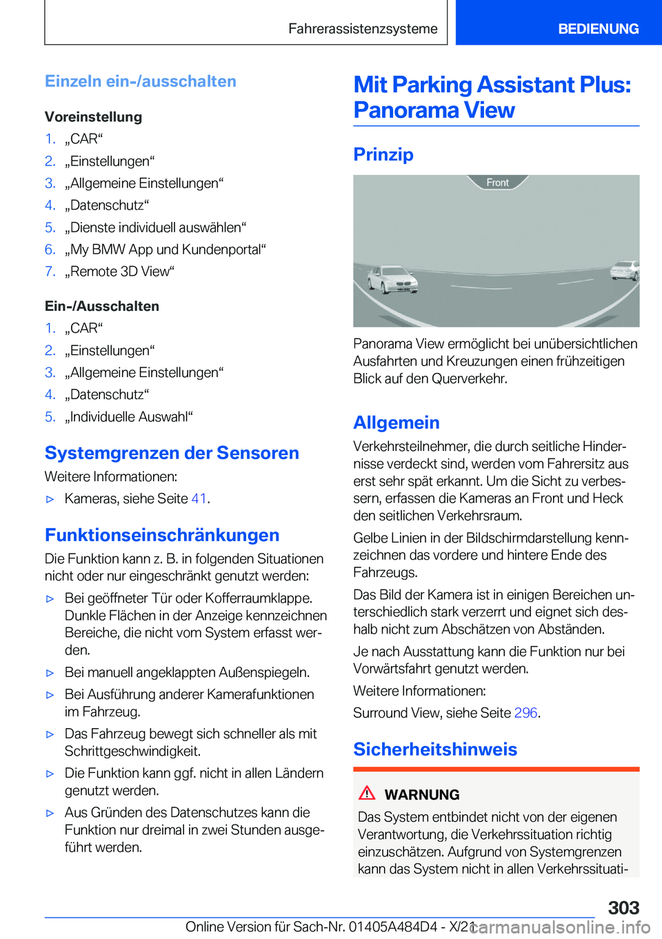 BMW 7 SERIES 2022  Betriebsanleitungen (in German) �E�i�n�z�e�l�n��e�i�n�-�/�a�u�s�s�c�h�a�l�t�e�n�V�o�r�e�i�n�s�t�e�l�l�u�n�g�1�.x�C�A�Rv�2�.x�E�i�n�s�t�e�l�l�u�n�g�e�nv�3�.x�A�l�l�g�e�m�e�i�n�e��E�i�n�s�t�e�l�l�u�n�g�e�nv�4�.x�D�a�t�e�n�s�c
