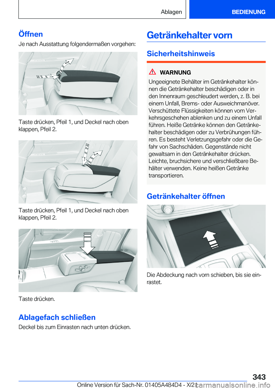 BMW 7 SERIES 2022  Betriebsanleitungen (in German) �