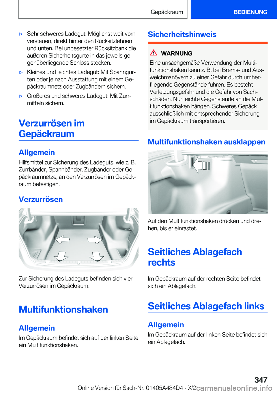 BMW 7 SERIES 2022  Betriebsanleitungen (in German) 'x�S�e�h�r��s�c�h�w�e�r�e�s��L�a�d�e�g�u�t�:��M�