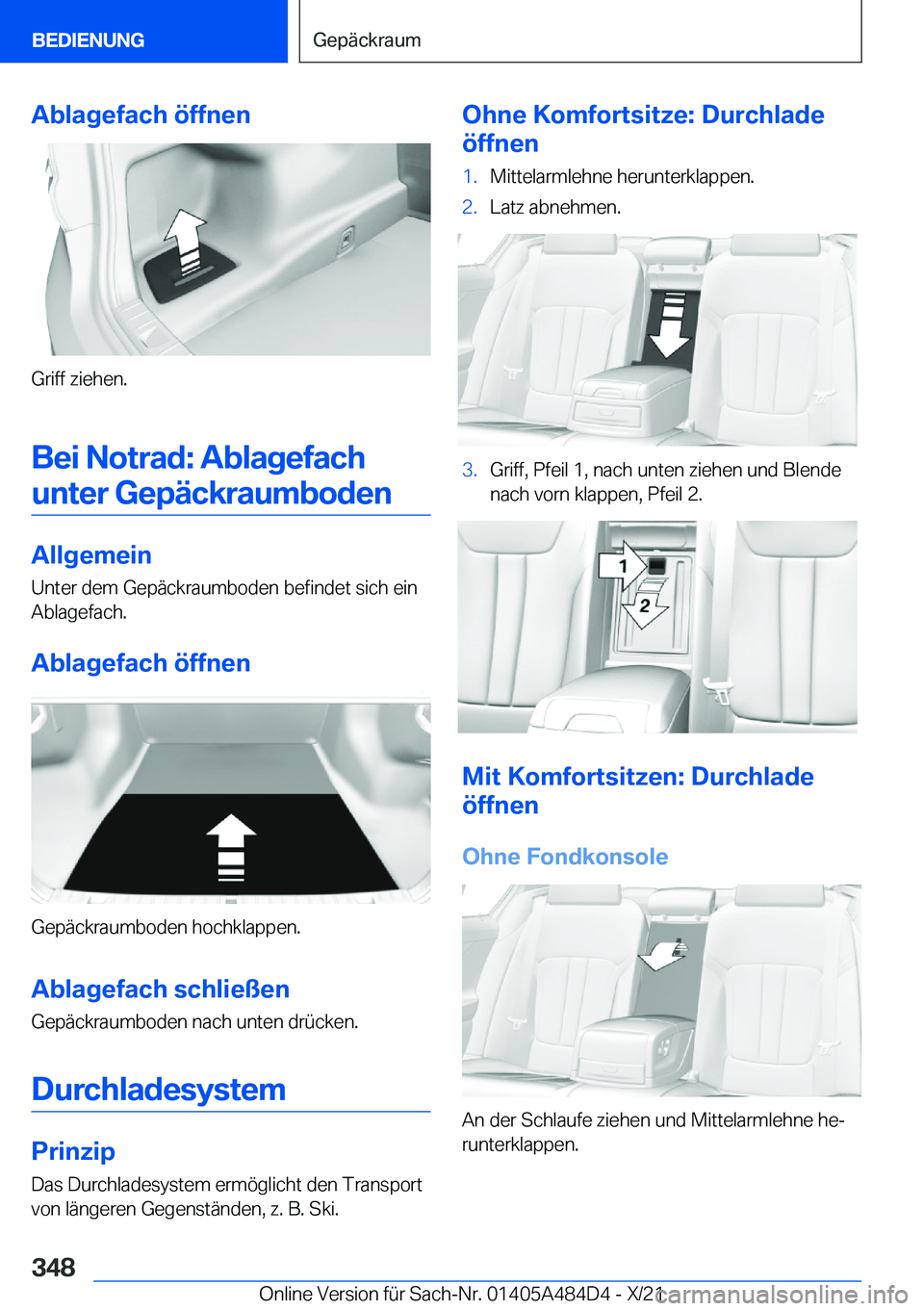 BMW 7 SERIES 2022  Betriebsanleitungen (in German) �A�b�l�a�g�e�f�a�c�h��