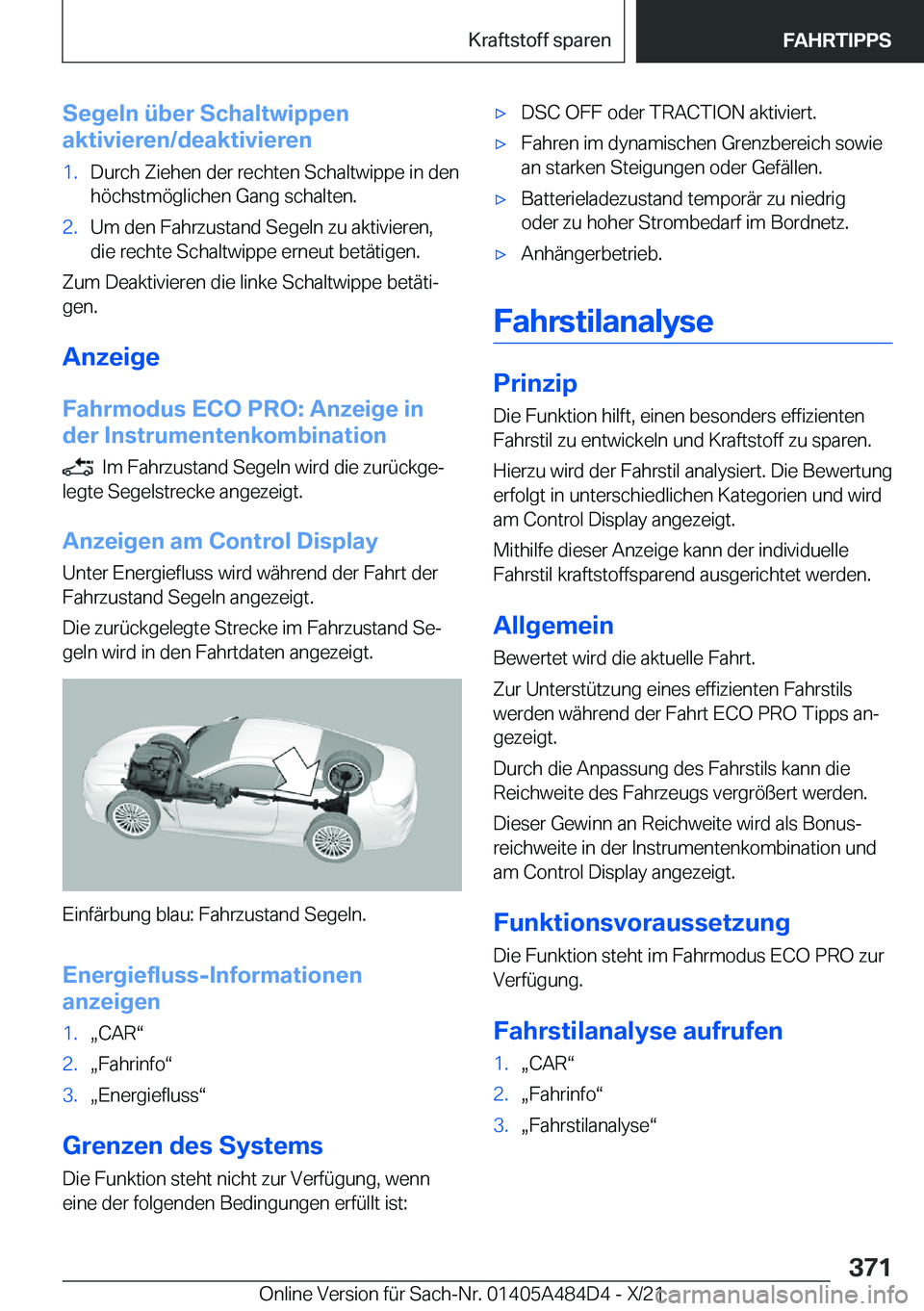 BMW 7 SERIES 2022  Betriebsanleitungen (in German) �S�e�g�e�l�n��