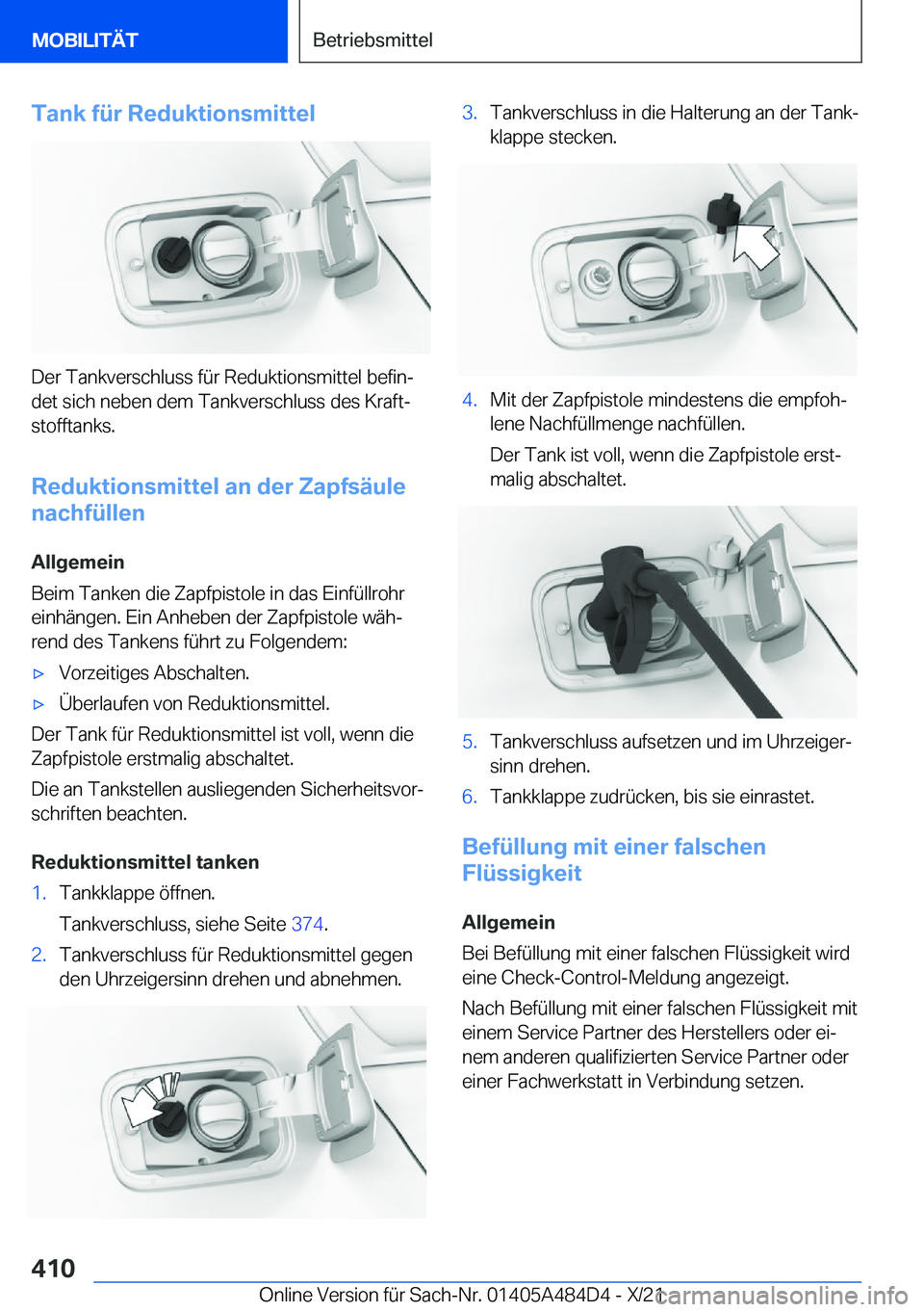 BMW 7 SERIES 2022  Betriebsanleitungen (in German) �T�a�n�k��f�