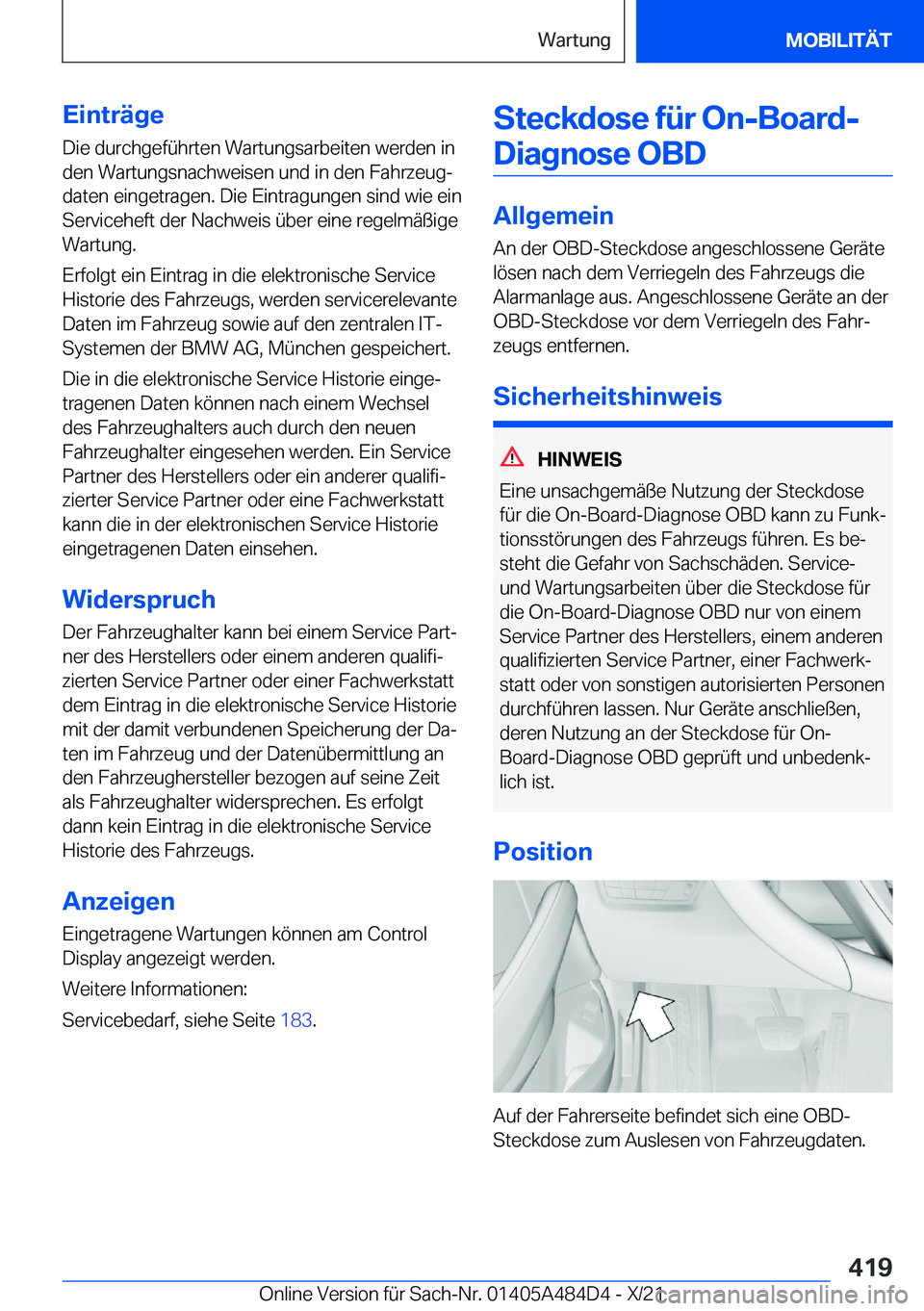 BMW 7 SERIES 2022  Betriebsanleitungen (in German) �E�i�n�t�r�